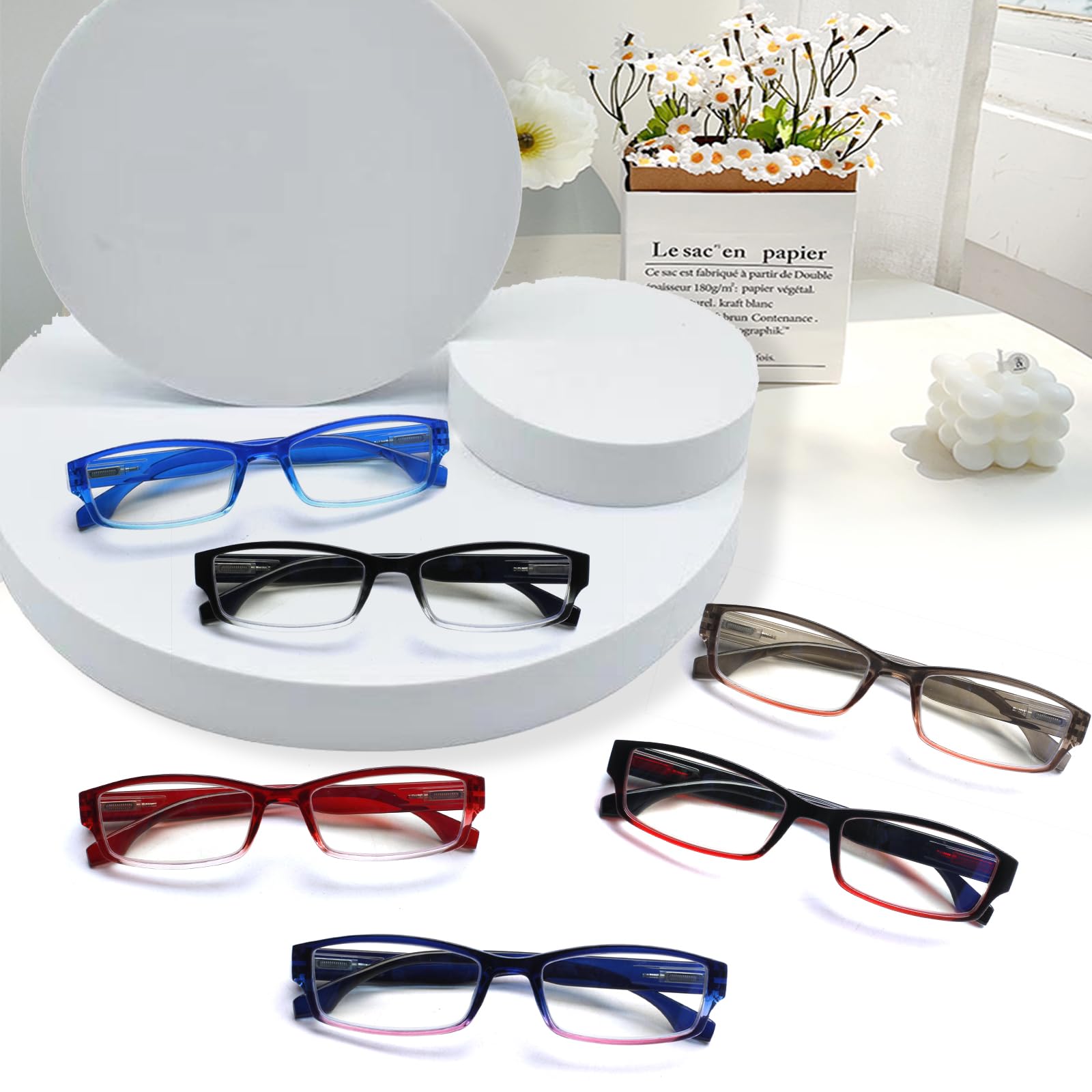 NORPERWIS Paquete de 6 lentes de lectura para mujeres y hombres con bisagras de resorte cómodas para hombres y mujeres lectores