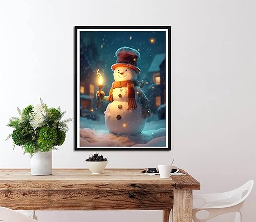Miniatura 4 de Diymood Pintura por números para adultos, muñeco de nieve, pintura al óleo de Navidad, pintura acrílica por números, kits para niños y adultos