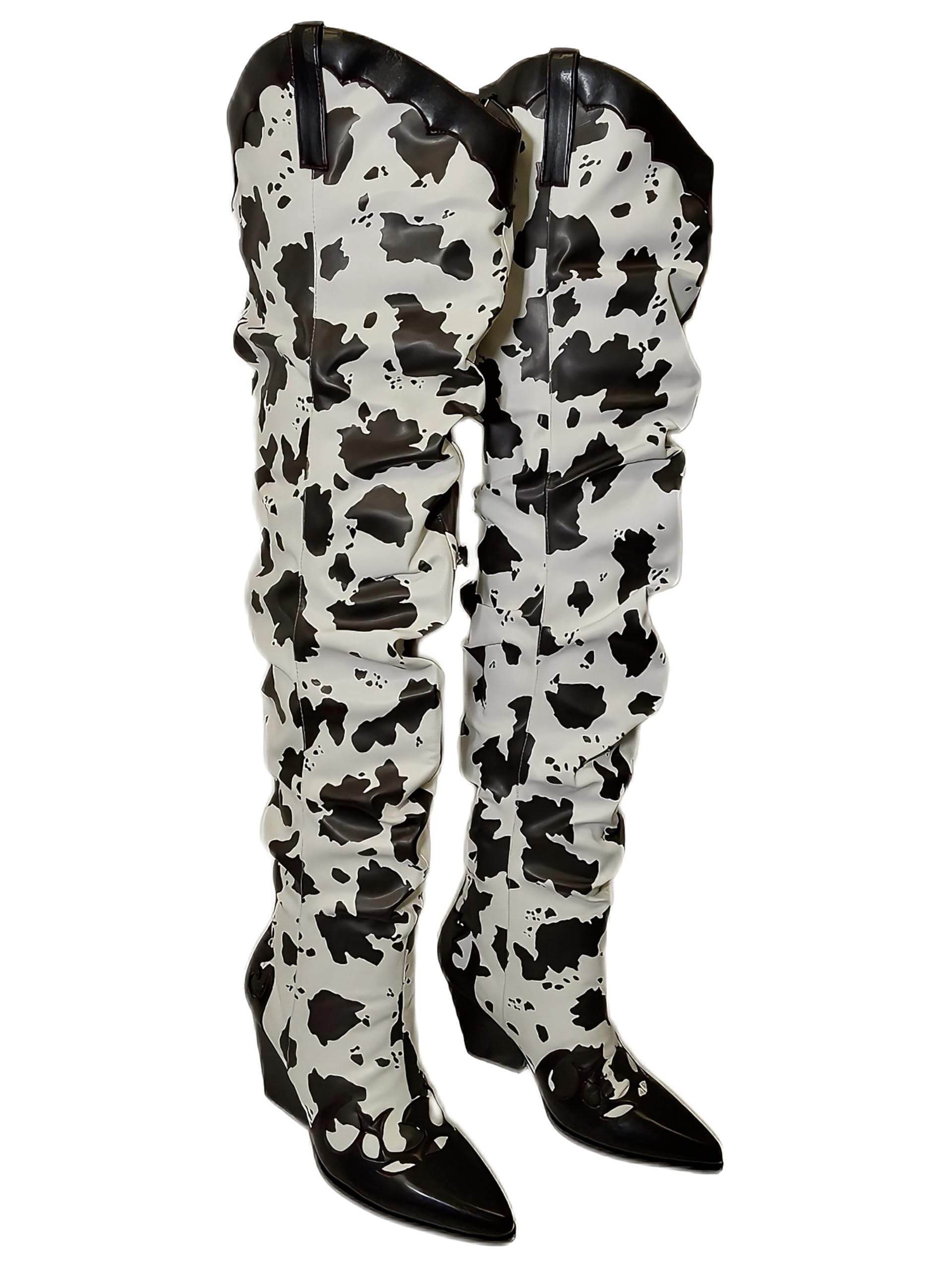 YOKI Cowgirl Boots Women, Over the Knee Western Cowboy Boots for Women with Chunky Block Heels