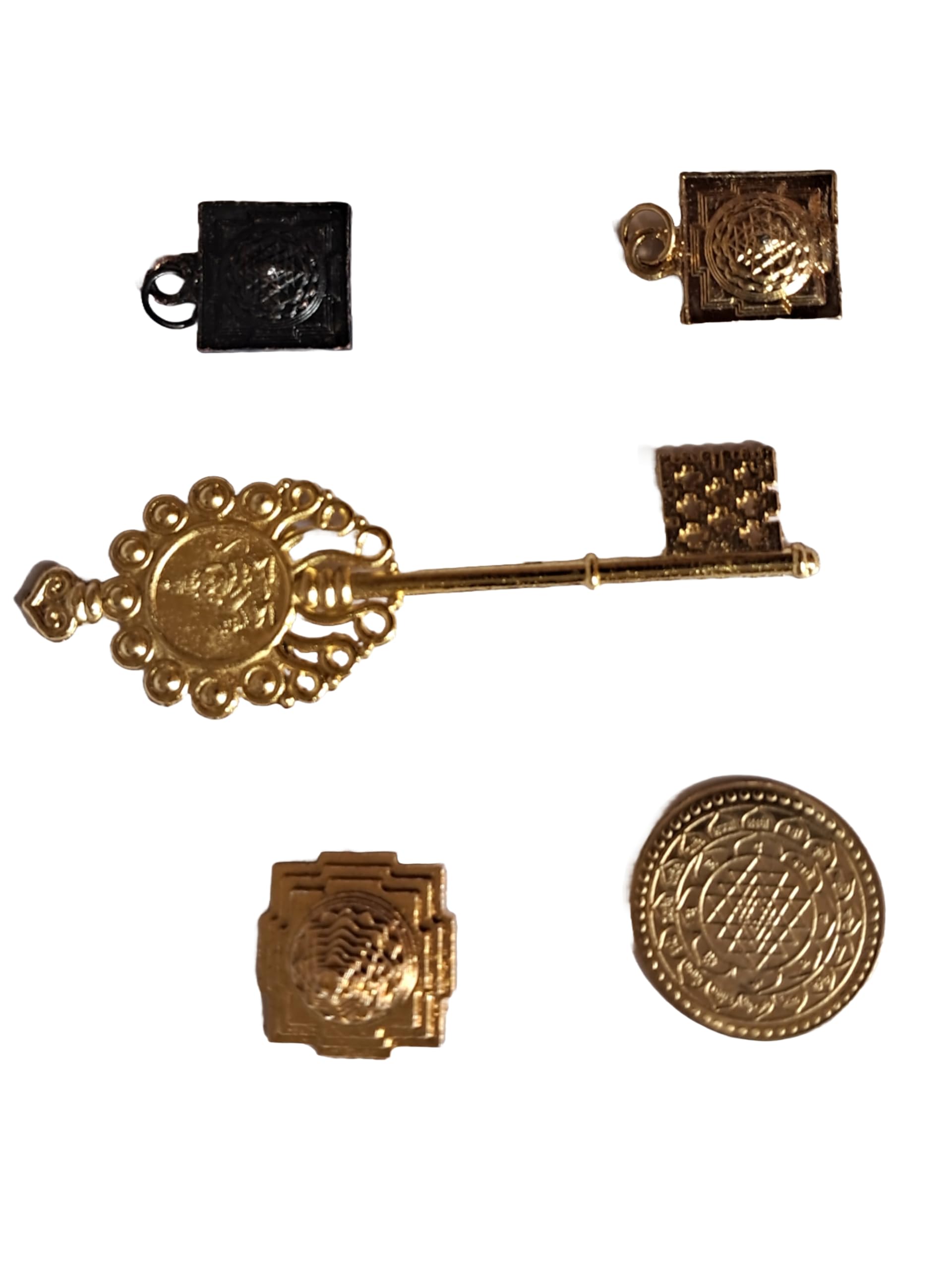 Kuber Kunji Combo with Sri Meru Yantra, Laxmi Coin, Gold & Antique Sri Meru Yantra Pendants – Diwali Vaastu Set for Wealth, Prosperity, and Lifetime Spiritual Blessings