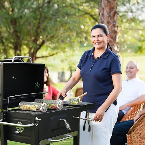 Miniatura 5 de Cestas de parrilla para parrilla al aire libre, cestas enrollables para parrilla, cestas para parrilla de barbacoa, accesorios de parrilla de acero