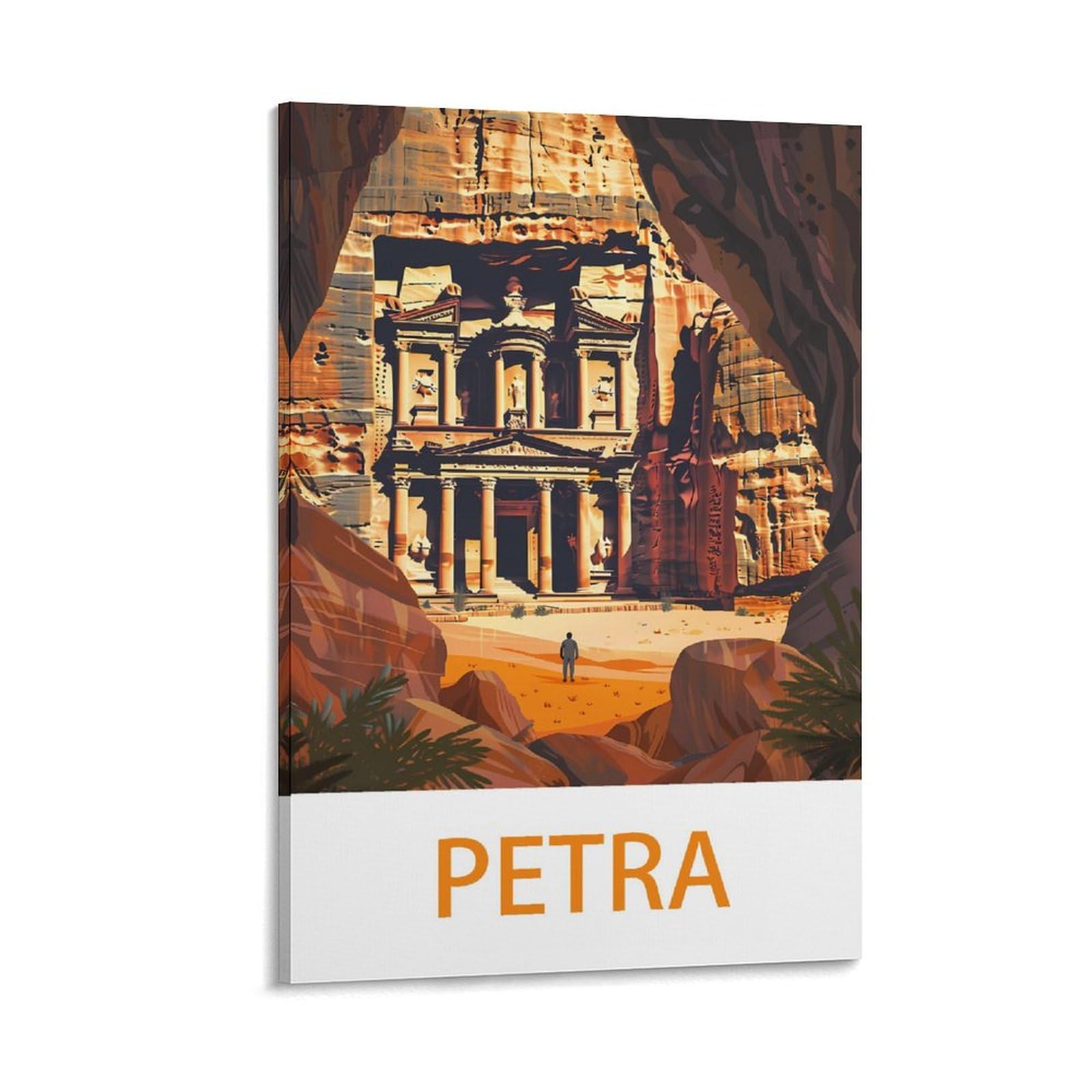 HXHNFERR Petra Vintage Travel Poster 12x18inch(30x45cm) Canvas Wall Posters And Art Pictures Prints Paintings Bedroom Decor