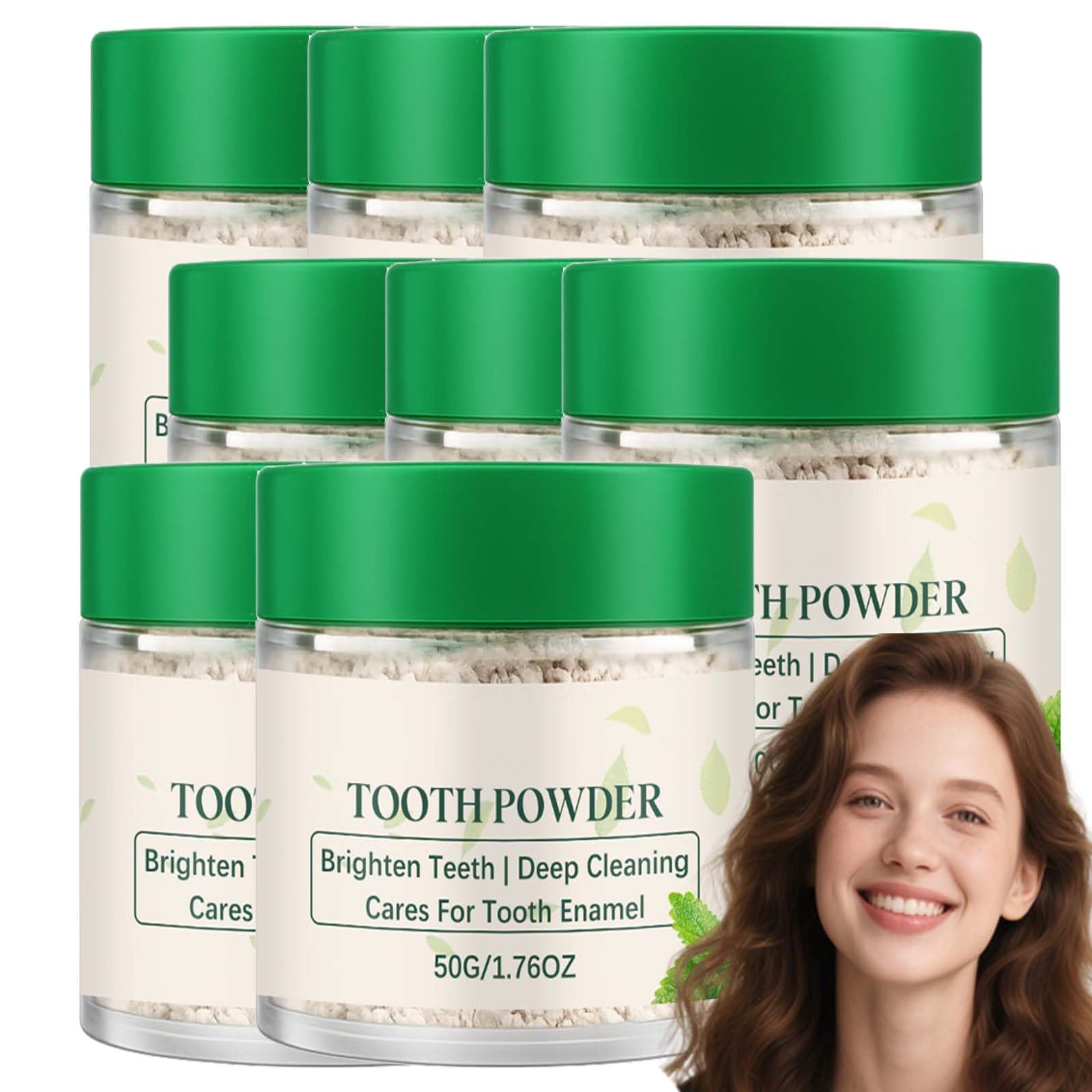 Polvere sbiancante denti, polvere di idrossiapatite denti sensibili, polveri dentali rimineralizzanti uno smalto sicuro, polveri dentifricio rinforzanti smalto,cura orale dentale menta 50g (8pcs)