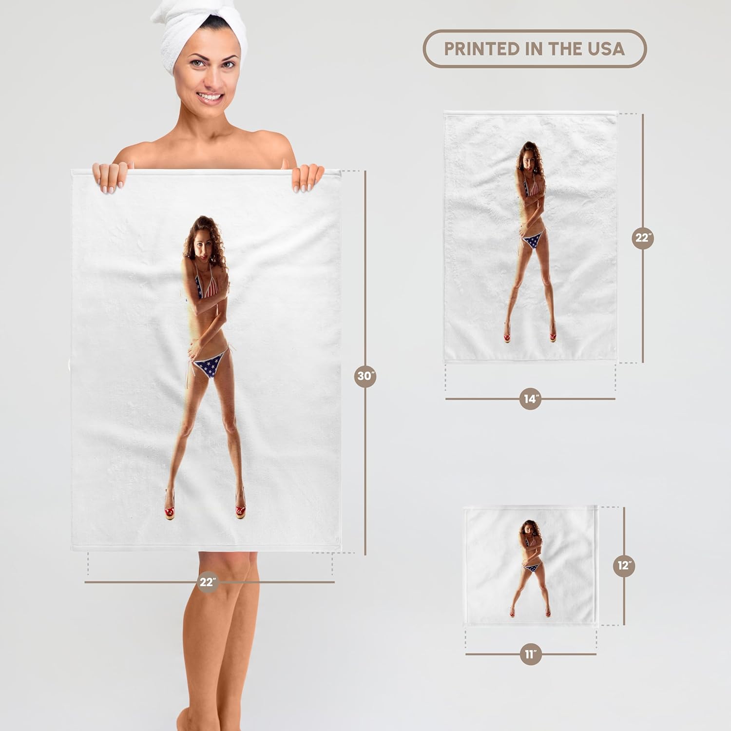 3dRose USA Girl - Sexy, Bikini, Beautiful, Girl, Young, Female, Woman, Swimwear, Brunette, Swimsuit 22x30 Bath Hand Pool Towel