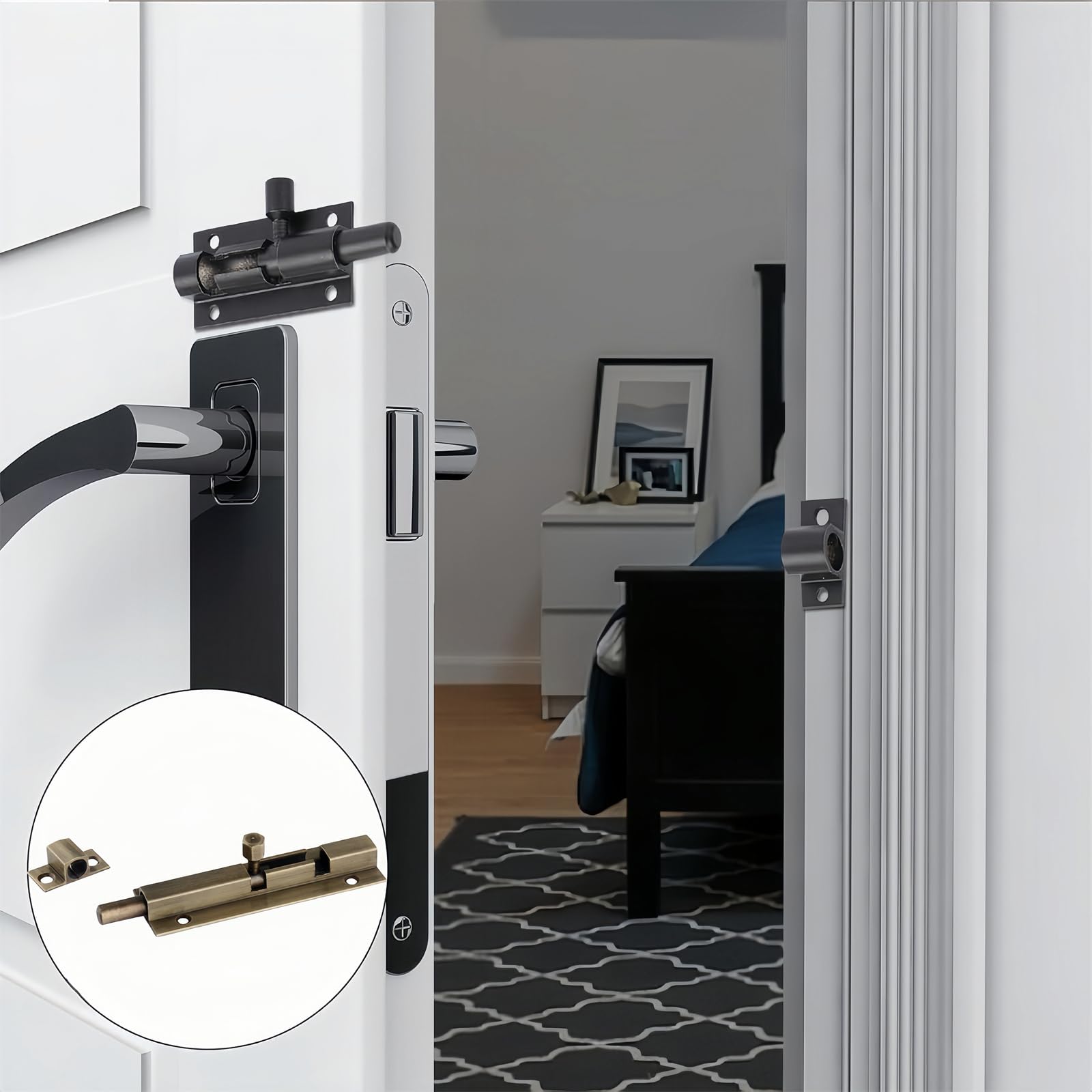 Boxonly Door Bolt 6 Inch Antique Pure Copper Bolts Barrel Slide Lock with Screws for Bathroom Toilet Gate and Shed Doors,Bronze Color - Image 2
