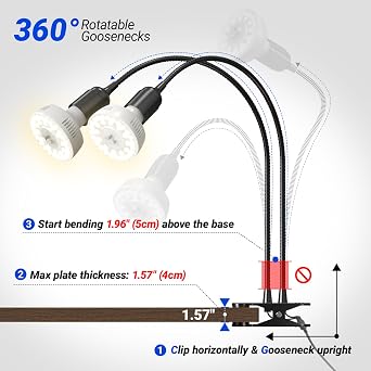 Barrina OG11A2 Clip On Grow Light for Indoor Plants, 4000K 22W(2 x 11W)