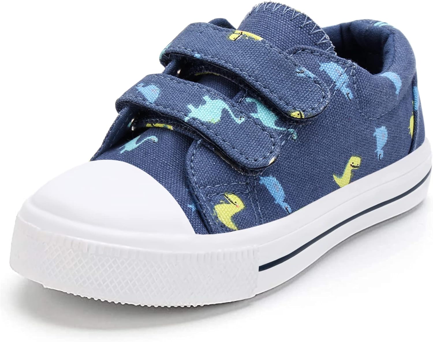 K KomForme Toddler Boys & Girls Shoes Kids Canvas Sneakers with Cartoon Dual Hook and Loops