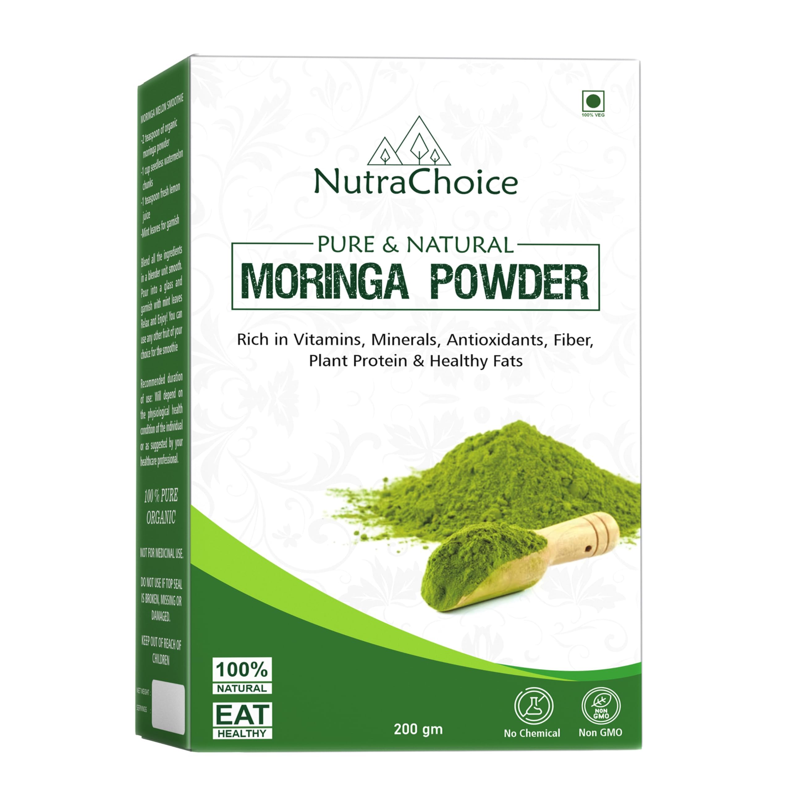 Nutrachoice 100% Organic Moringa Leaf Powder for Weight Loss | Natural Drumstick Powder | Good benefits for Skin & Hair | 200gm (B0D31Z8CRC) Amazon Price History, Amazon Price Tracker