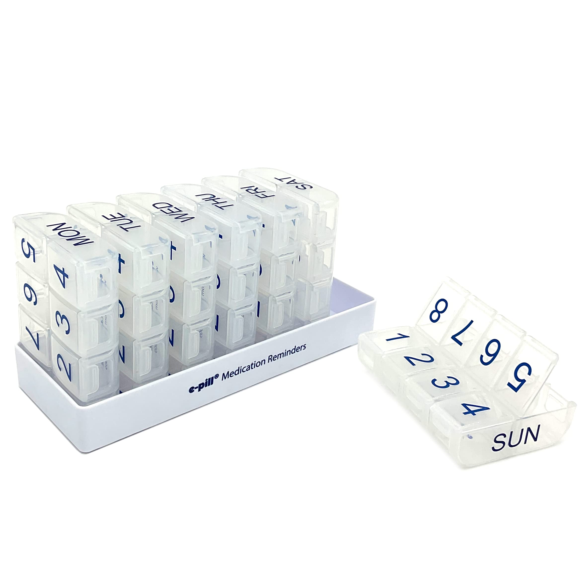 e-pill Medication Reminders8 Times a Day x 7 Day Large Weekly Pill Organizer, Vitamin, and Medicine Box (Clear)