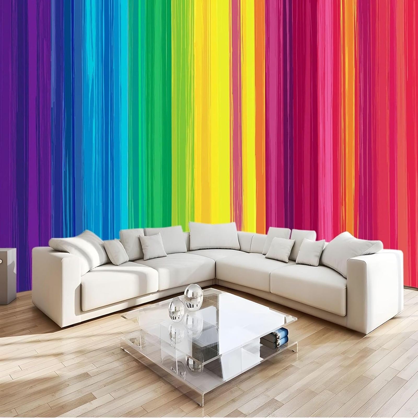 hgjdjhnf Photo Wallpaper Rainbow Stripes Colour Gradient Wallpaper 3D Non-Woven Wall Decoration Study Room Living Room Restaurant Cafe,250cmx175cm Stickers - Frameless Painting - Poster