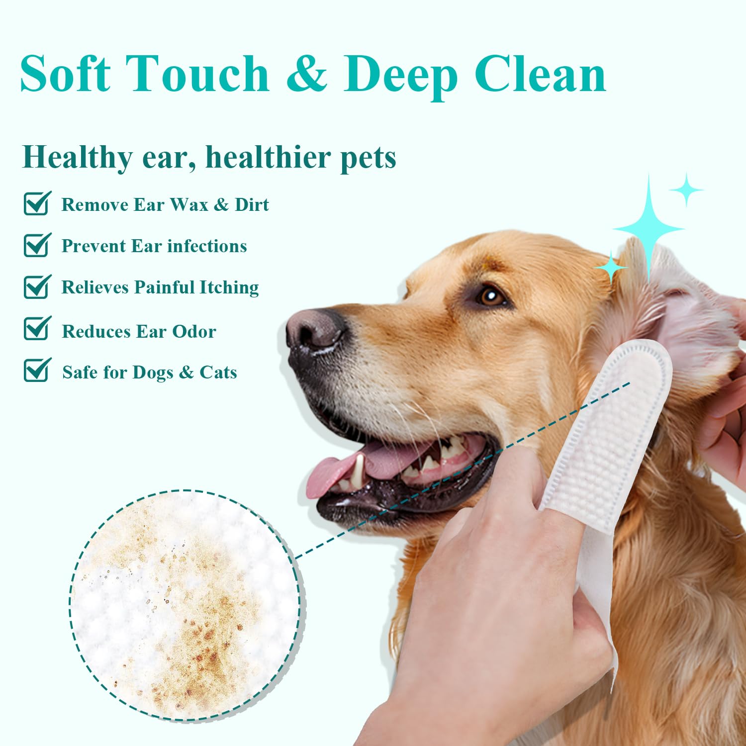Dog & Cat Ear Cleaner Finger Wipes, Vet‑Recommended for Dog Ear Infection Relief, Itching & Inflammation, Remove Wax Dirt, Stop Smelly, Non‑Irritating, 50ct (Coconut Scent) - image 5