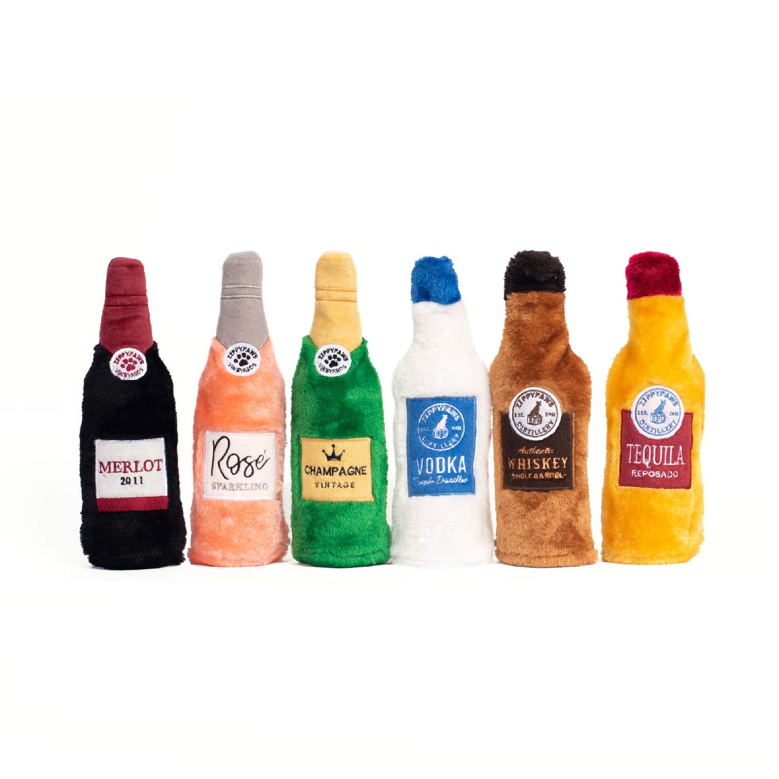 ZippyPaws - Happy Hour Crusherz Drink tematyczna chrupiąca butelka na wodę zabawka dla psa - czerwone wino