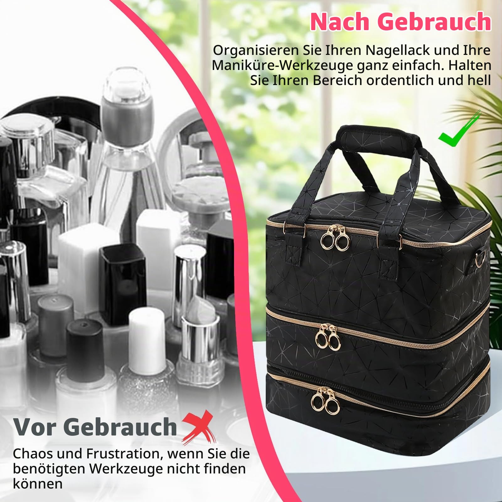 3-Tier Nagellack Aufbewahrung Organizer für 84 Flaschen mit LED Fach