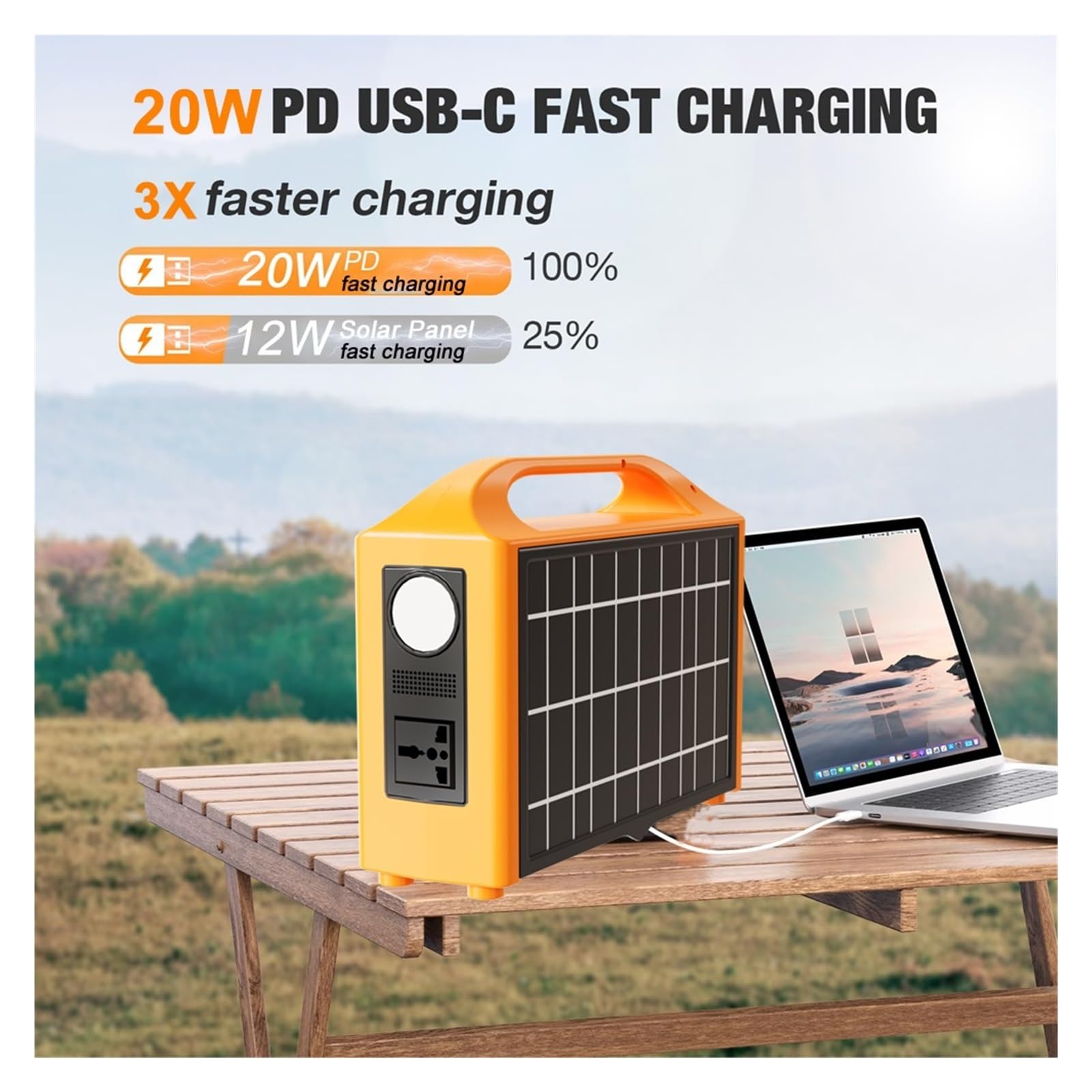 Central Eléctrica De 100W, Generador Solar, Planta Energía Portátil, Batería LiFePo4 Con Panel For Viajes Camping Suministro Constante