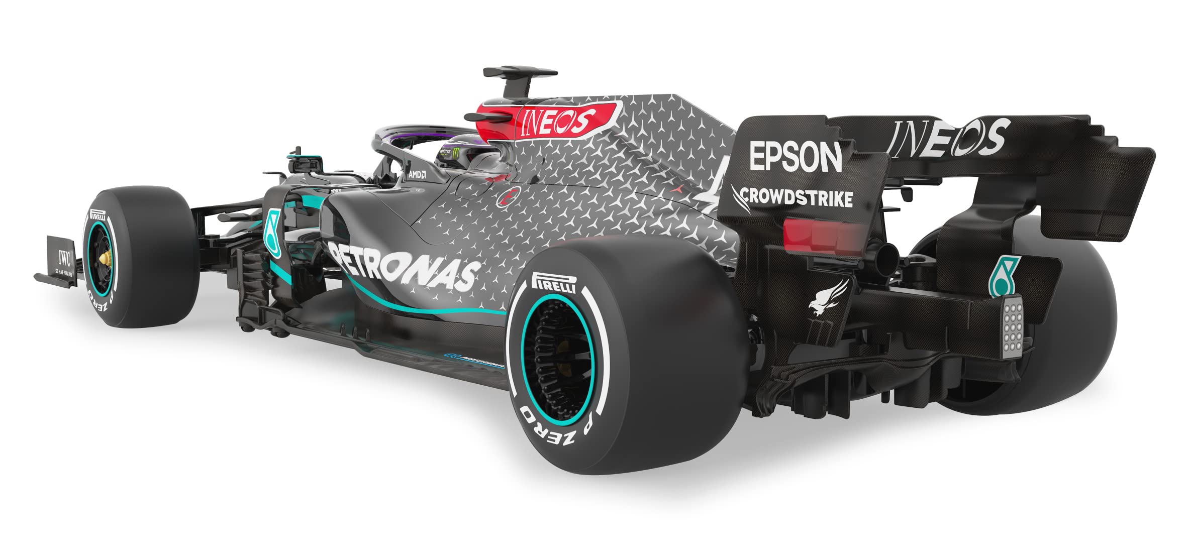 JAMARA Mercedes-AMG F1 W11 EQ Performance 1:12-2,4 GHz dla wielu graczy, oficjalnie licencjonowany, wierne lakierowanie, łącznie z dekoracyjnym łukiem, czarny, 402106