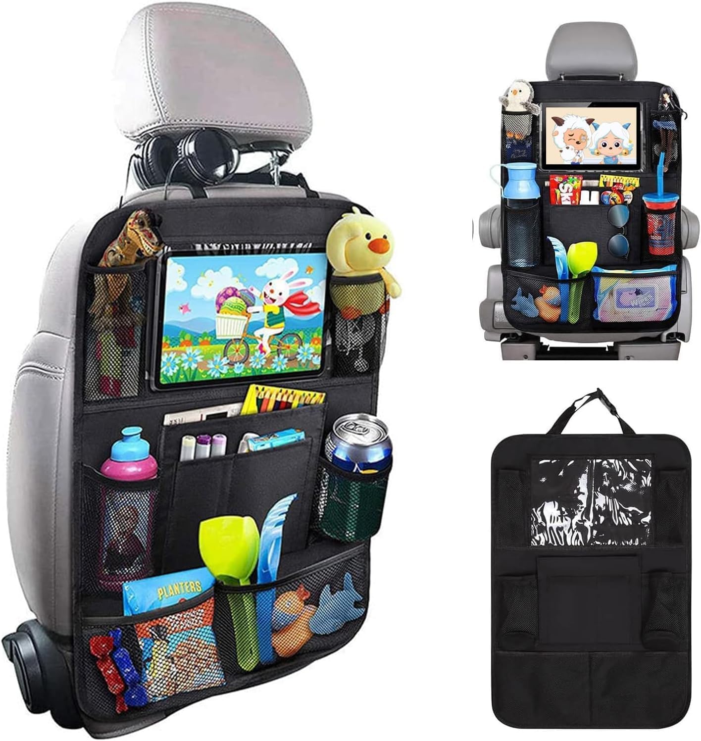 Car Accessories Enfan 2 PCS Protection de Dossier de Voiture Enfants Protege siege voiture avec 10 Poches rangement Voiture Organisateur de Voyage Protège-Siège Arrière