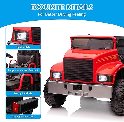 Miniatura 4 de GAOMON Auto de paseo para niños, auto de bebé con control remoto, vehículos UTV eléctricos con cama volquete, 24 V 4WD Power Ride en motores de 4 x