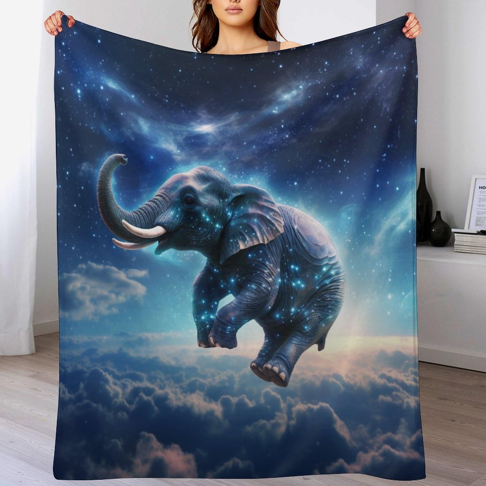 Couverture éléphant chaude confortable douce et lavable en machine de dimensions 180x200cm