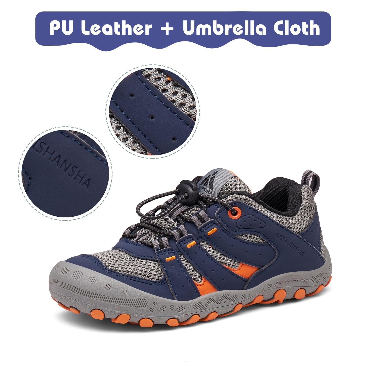 Mishansha Boy's Girl's Hiking Shoes Low Top Sneakers Outdoor Trekking Walking Climbing Running Shoes Gray/Mesh 3 Little Kid