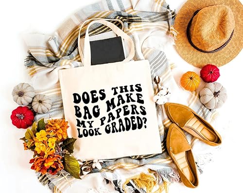 Miniatura 7 de GXVUIS Does This Bag Make My Papers Look Graded Canvas Tote Bag para mujer, reutilizable, bolsas de compras para profesores, regalo divertido