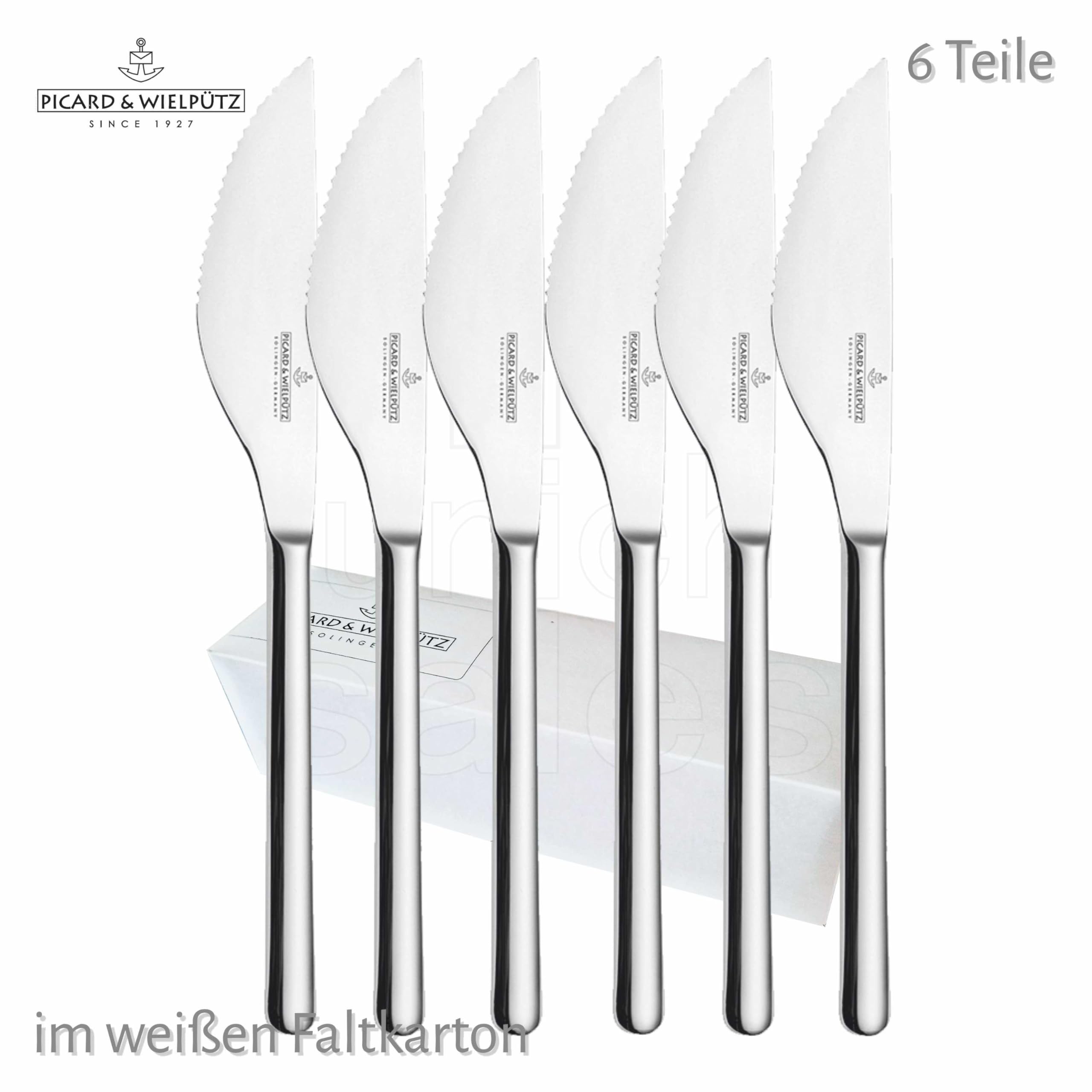 6 Stck Pizzamesser Stahlheft aus der Serie Ventura 6108 von Picard & Wielpütz einzeln im weissen Faltkarton