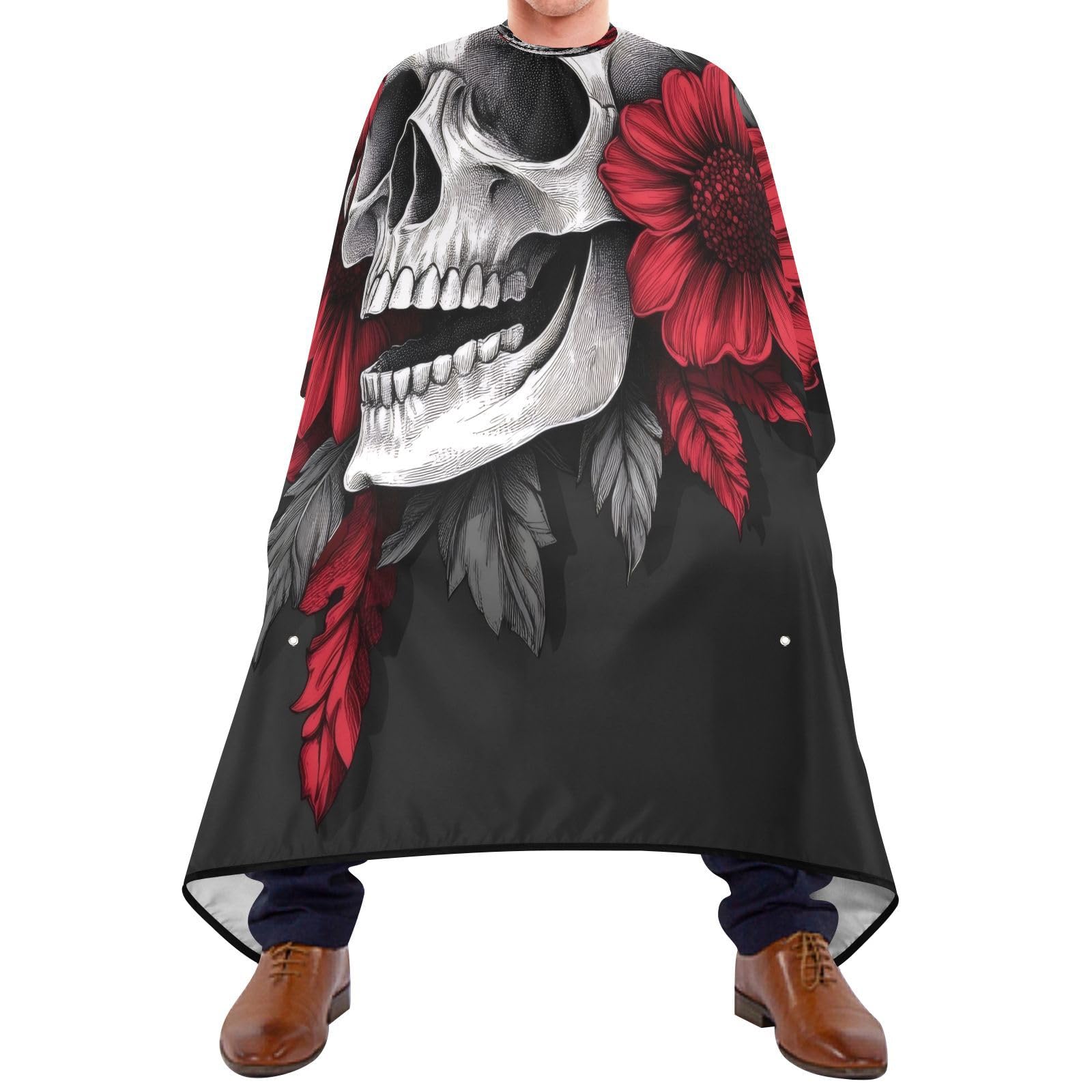 Beautiful Flower Skull Barber Cape Waterproof Polyester Hair Cutting Salon Cape Adjustable Neckline Hair Hair Cutting Beard Hairdressing Cape Accessories 55×64 Inch-image-45