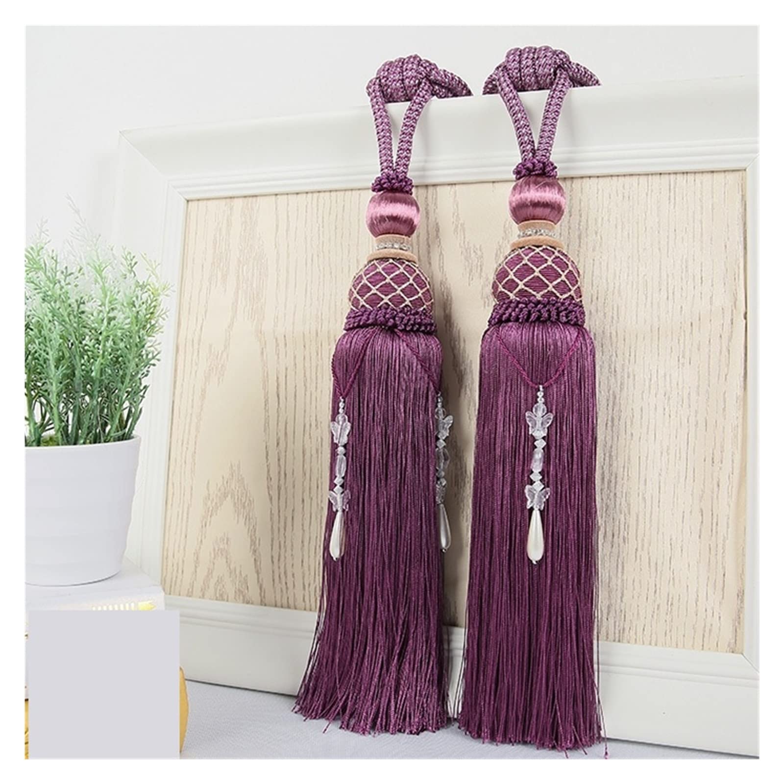 2PCS Kurtyna Wiszące kule Ball Haczyk Bandaż Bandaż Lobbing Pasek Tassel Tiebback Buckle Dekoracja domu wanglan(Blu)
