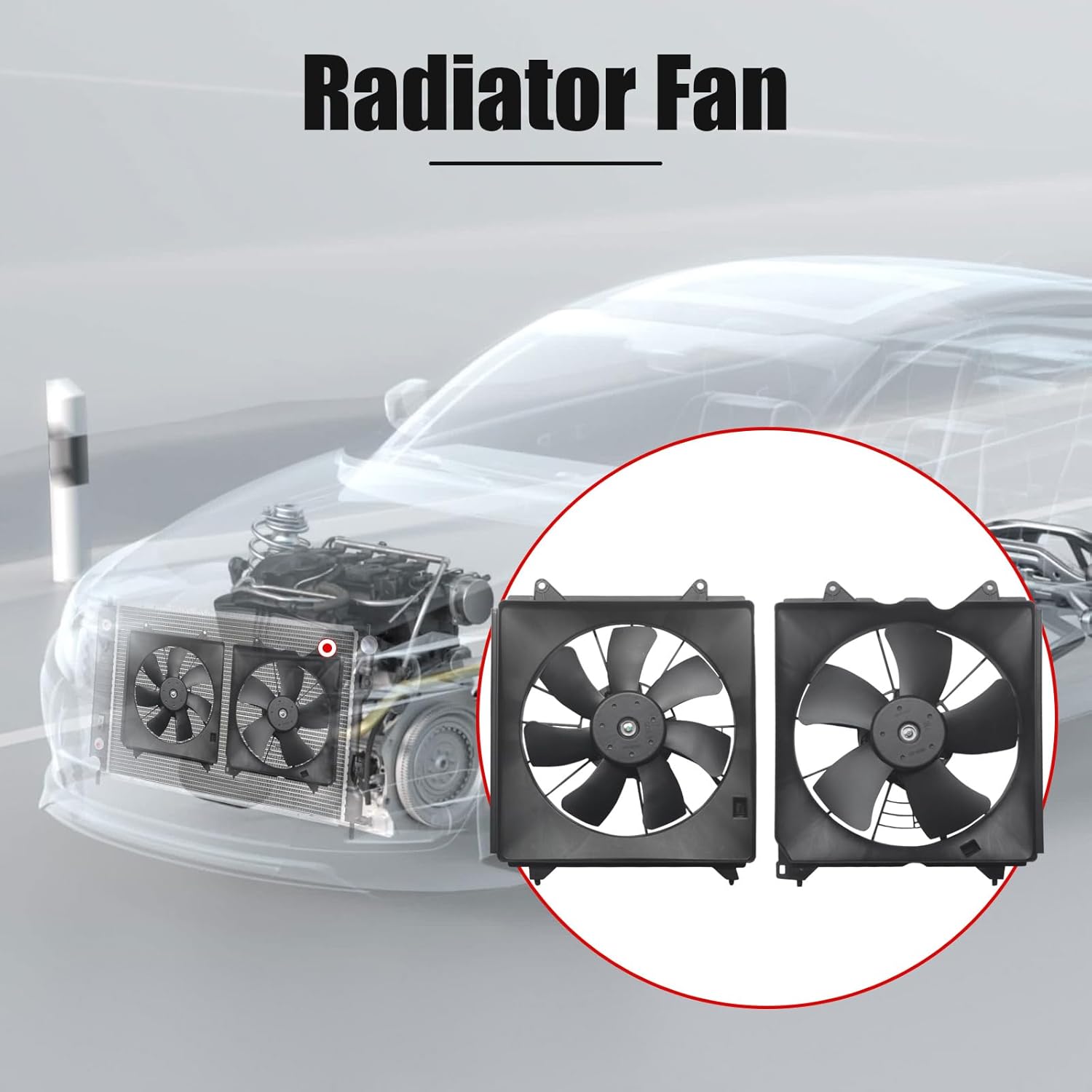 Engine Radiator Cooling Fan Assembly Compatible with 2008 2009 2010 2011 2012 Accord 2.4L l4 Gas, 12V Car Engine Cooling Fan Replacement HO3115142 190155A2A01 ho3113123 386155A2A01