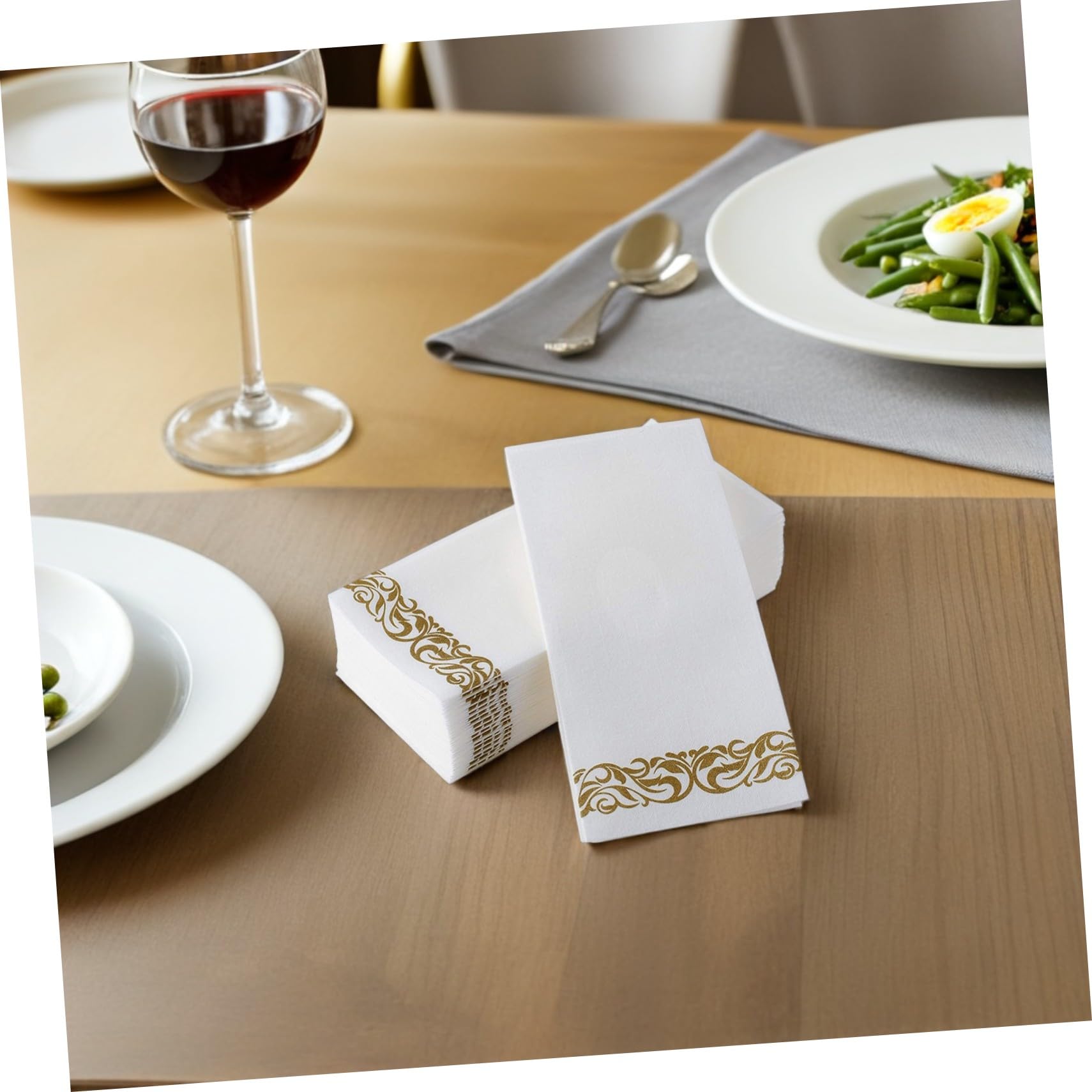 75 piezas Servilletas de Papel Decorativas Diseño Europeo Plegadas para Cenas Bodas y Uso Hogar y Restaurante