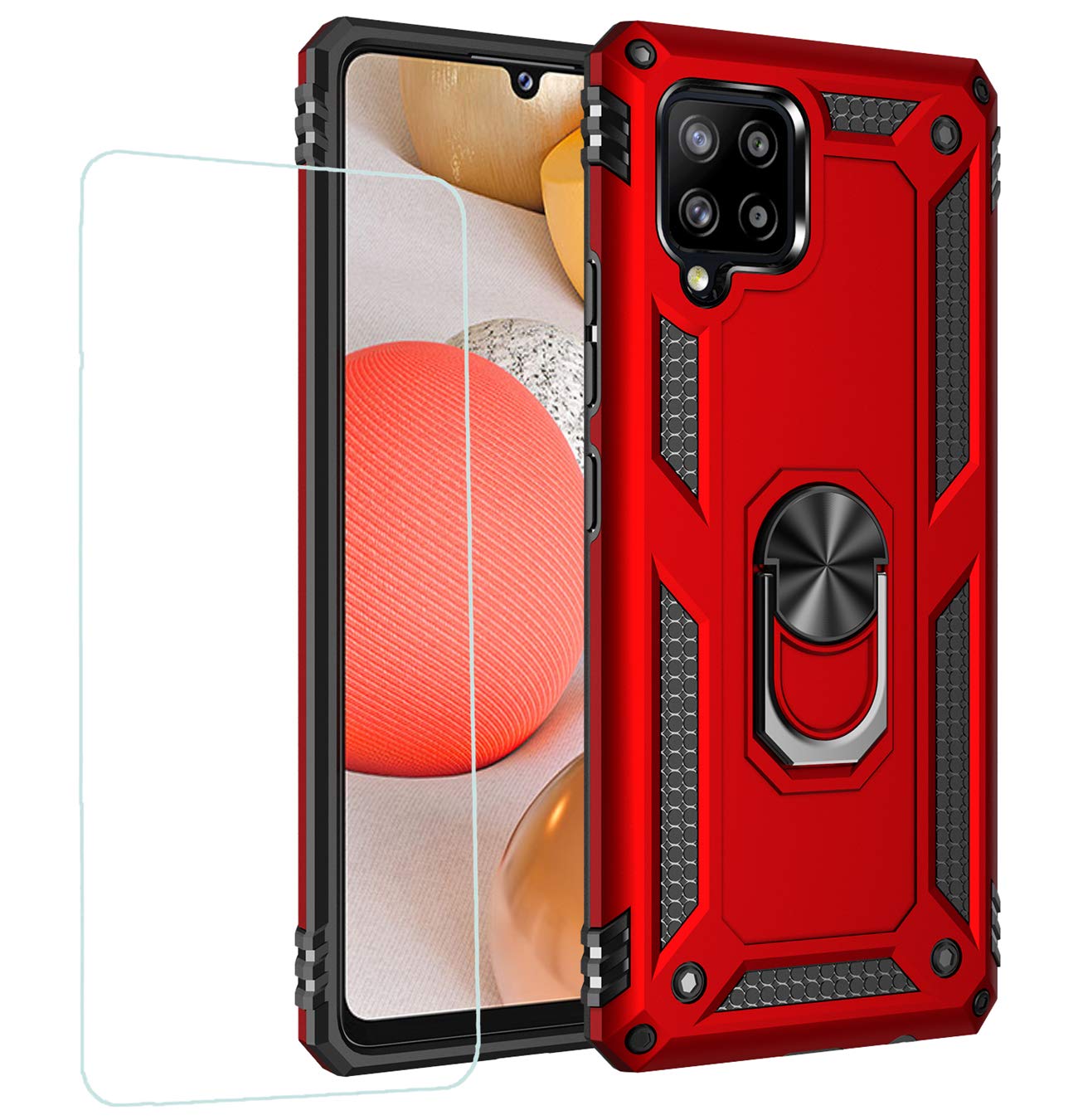 Joytag compatibles para Funda Xiaomi Redmi 9，Carcasa +Cristal Templado Silicona TPU 360 Grados Anillo Giratorio magnético Soporte Caja del teléfono del Coche-Negro — view 30