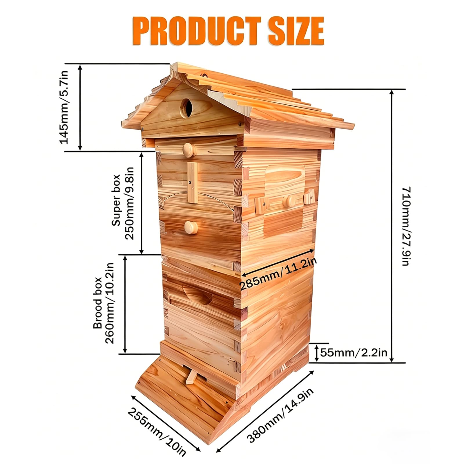Beehive Kit de Ruche Automatique,Kit d'apiculture pour débutants : Ruche cirée complète avec extracteur de Miel, sans déranger Les Abeilles, idéal pour Les débutants.