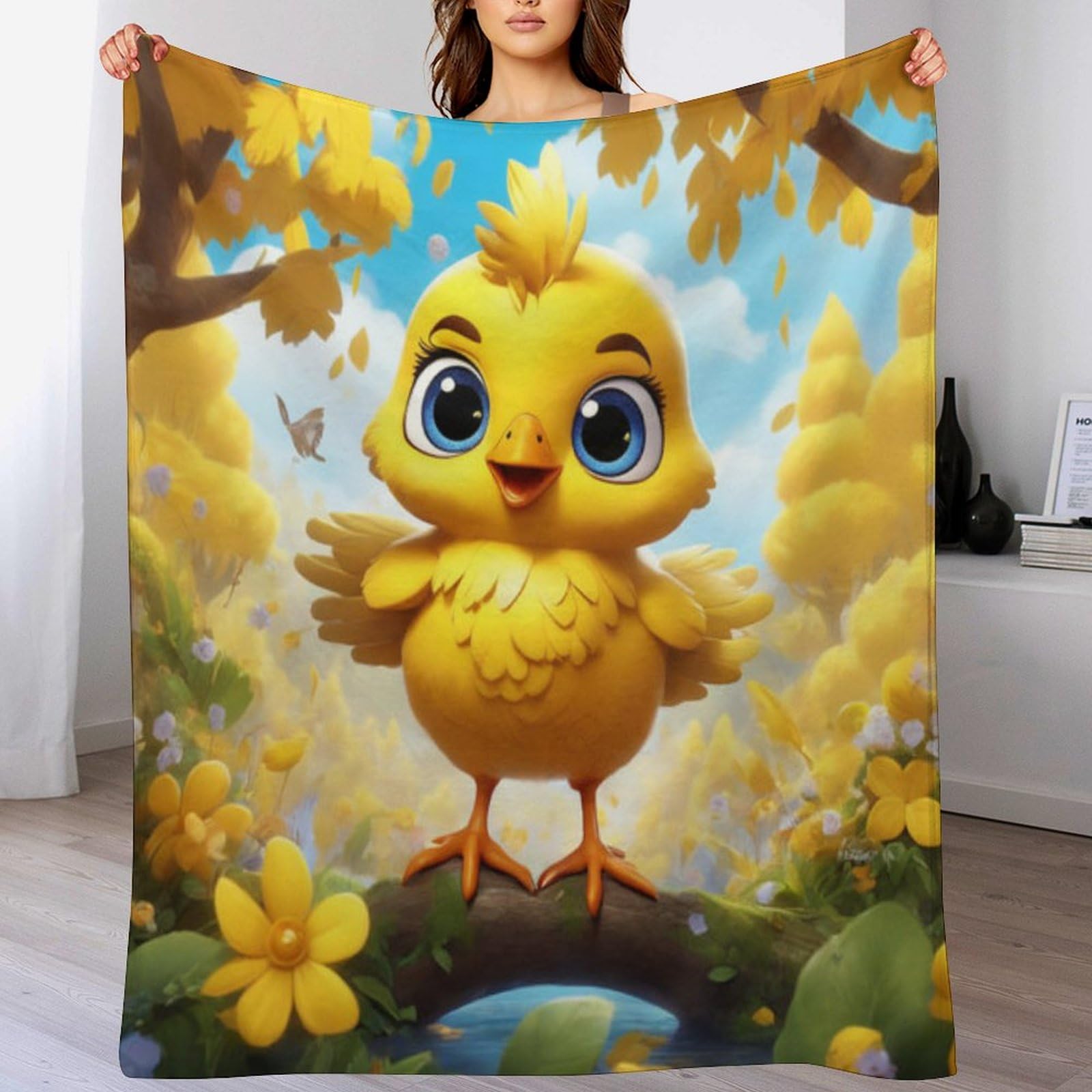 Couverture chaude en flannel motif poulet 100x130cm toute saison