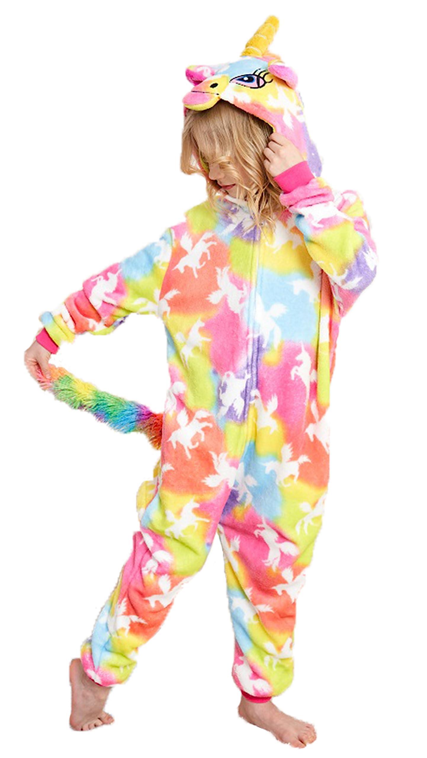 UDERUI Kids Unicorn Onesie Pajamas One-Piece Cosplay Costume Animal Sleepwear Girls And Boys