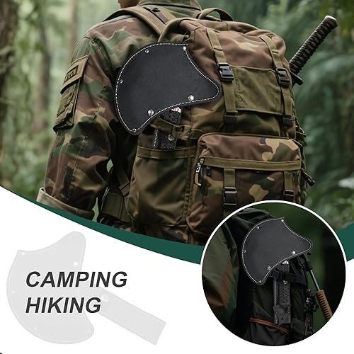 Miniatura 4 de Hacha de campamento para exteriores de 13 pulgadas, hacha multifuncional con patrón de mano absorbente de golpes, fogatas de alpinismo, autodefensa,