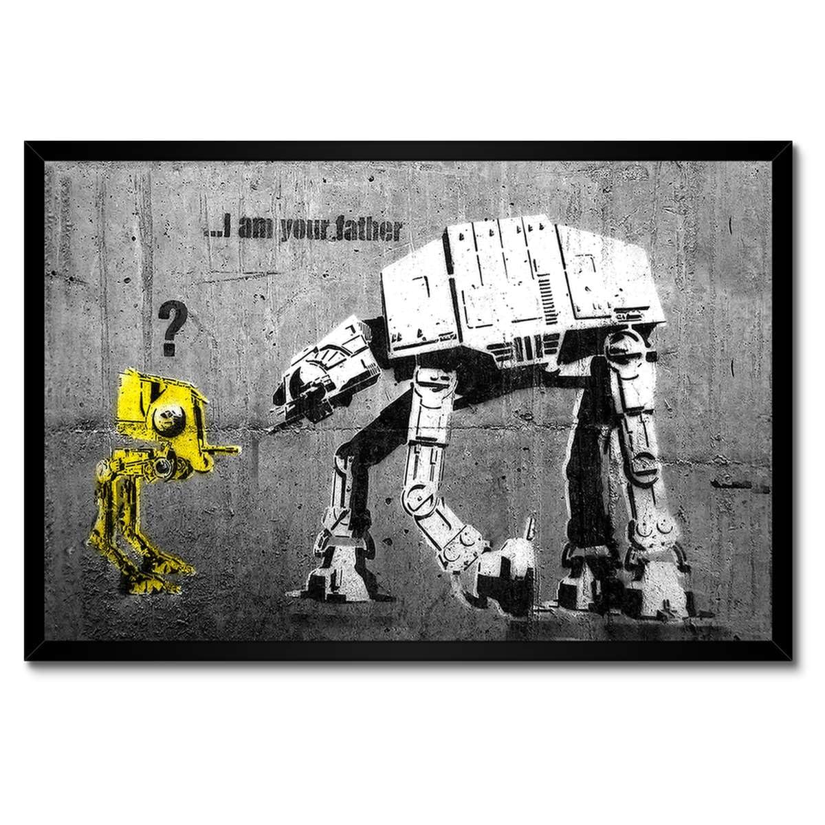 Poster Banksy cadre blanc 60x40 cm, solution déco pour mur vide et terne