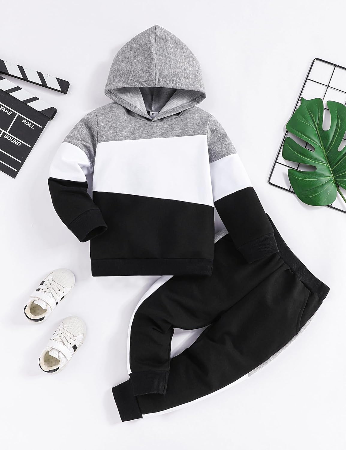 Fuermos Toddler Boy Clothes Color Blocking Hooded Sweatshirts Pants Set Toddler Boy Fall Winter Outfits 18M-6Y - Image 7