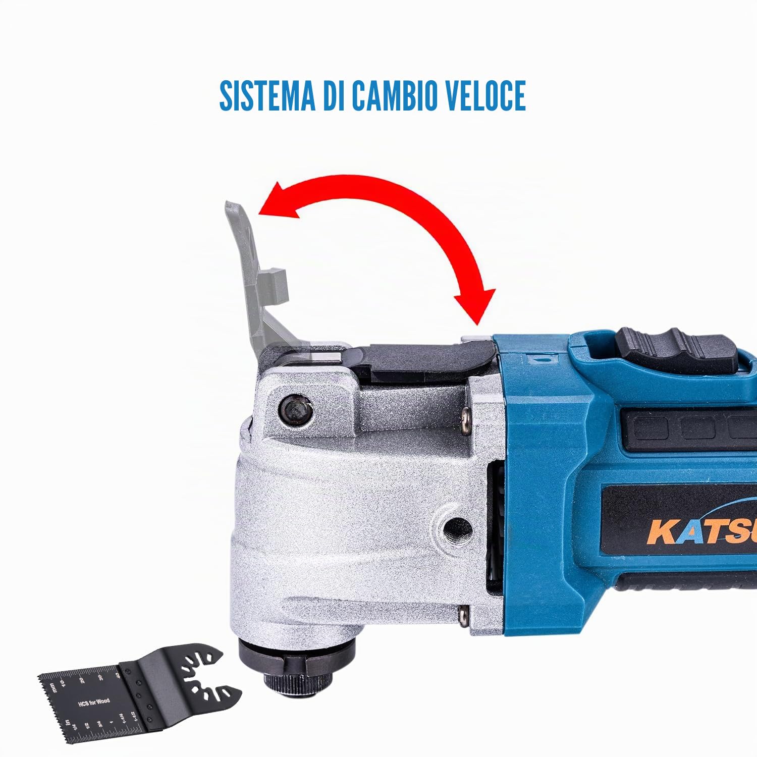 KATSU FIT-BAT 21V Utensile Multifunzione Oscillante a Batteria Brushless Motore con 3,0Ah Batteria e Caricabatterie, 6 Velocità, Sistema di Cambio Rapido, per Raschiatura Taglio Lucidatura