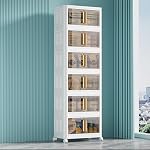 Storage Bins with Lids 5-Tier Plastic Storage Bins, Folding Box with Wheels, Stackable Containers Organizers for Home 49cmx29cmx127cm