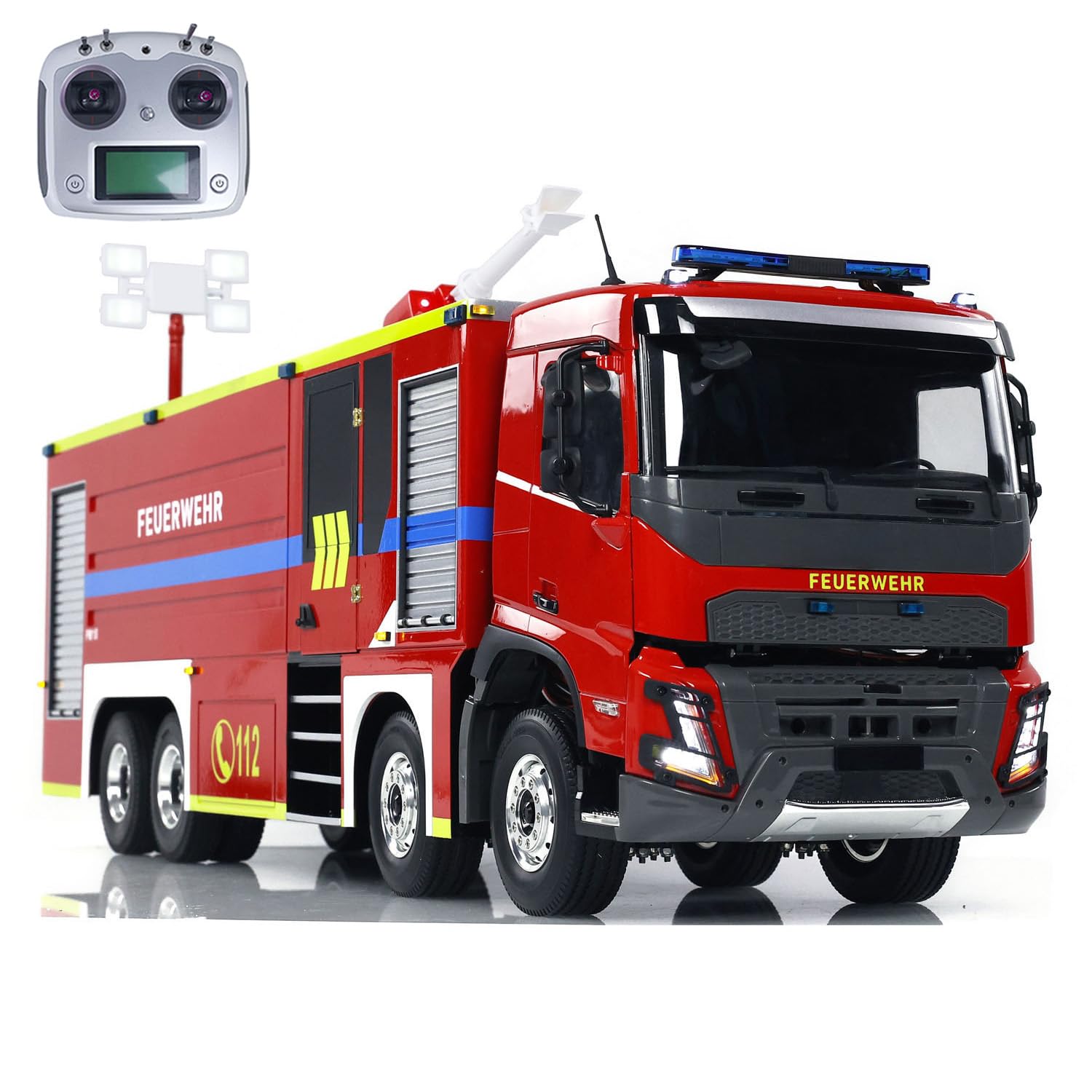 TOUCAN RC HOBBY 1/14 Camion dei pompieri radiocomandato 8X4 Rc Vigili del Fuoco Modello Luci Suoni