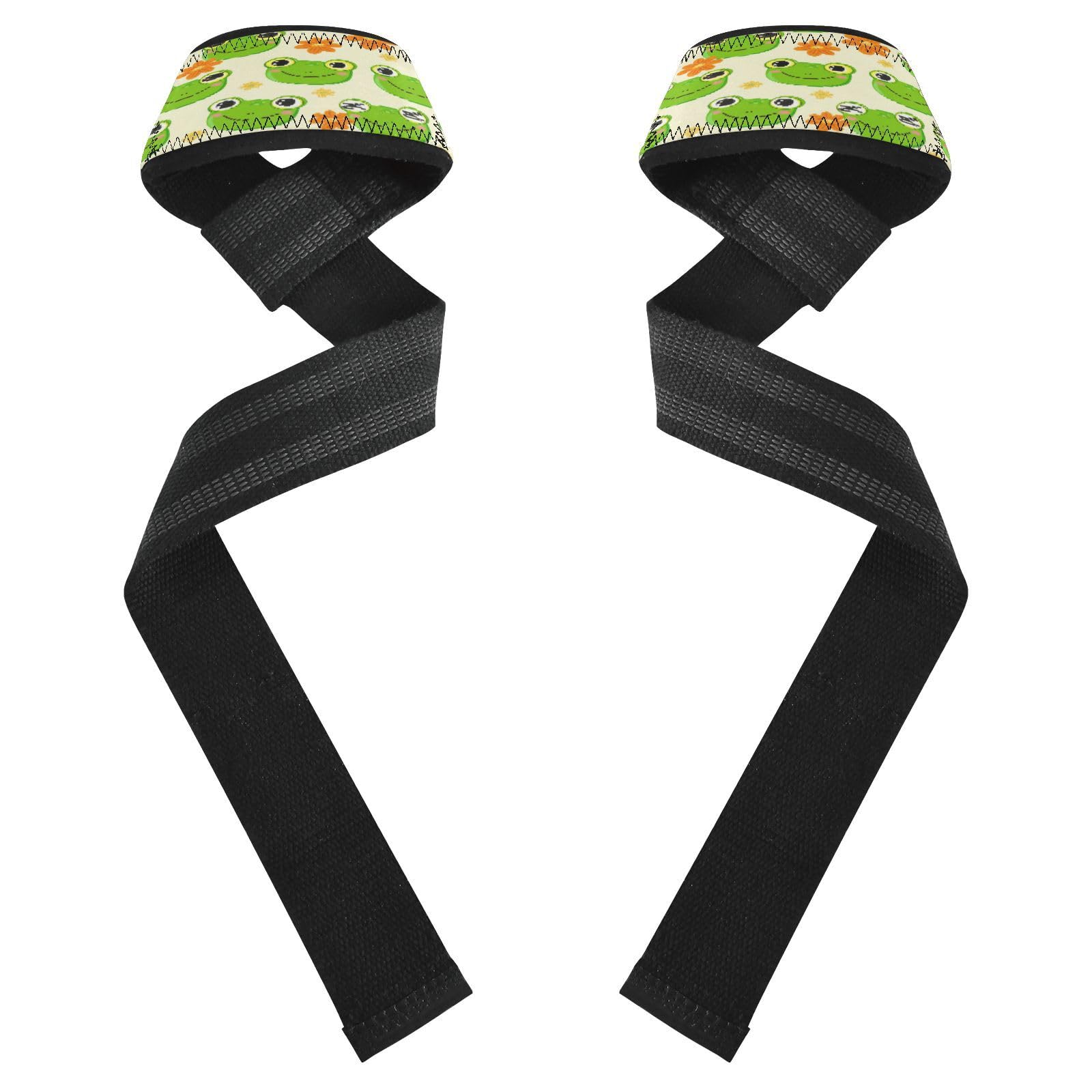 STAYTOP Happy Cartoon Frog Wrist Straps for Weightlifting,Lifting Straps with Neoprene Cushioned Wrist Padded and Anti-Skid Silicone for Strength Training,Bodybuilding,Deadlifting