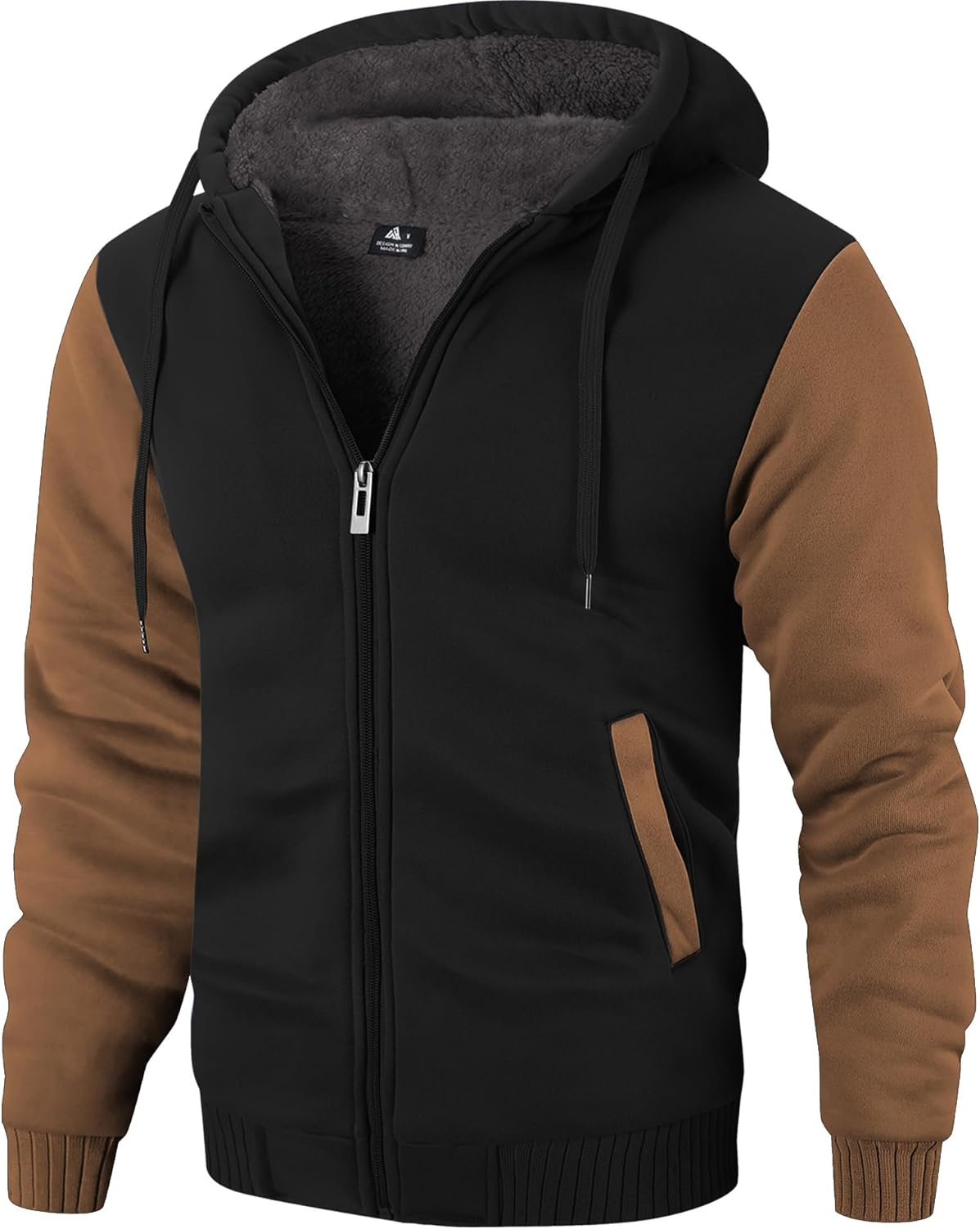 ZITY Men's Zip Up Hoodie Heavyweight Winter Sweatshirt Fleece Sherpa Lined Warm Jacket