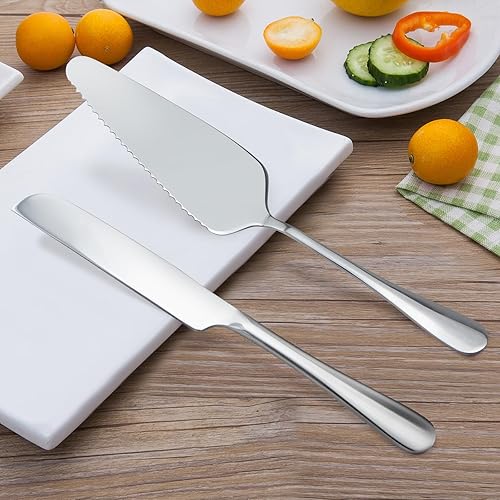 Miniatura 3 de Hnqiqs Cake Cutting Set for Wedding, Exquisite Wedding Cake Knife and Server Set, Stainless Steel Cake Knife Suitable for Weddings, Birthday,