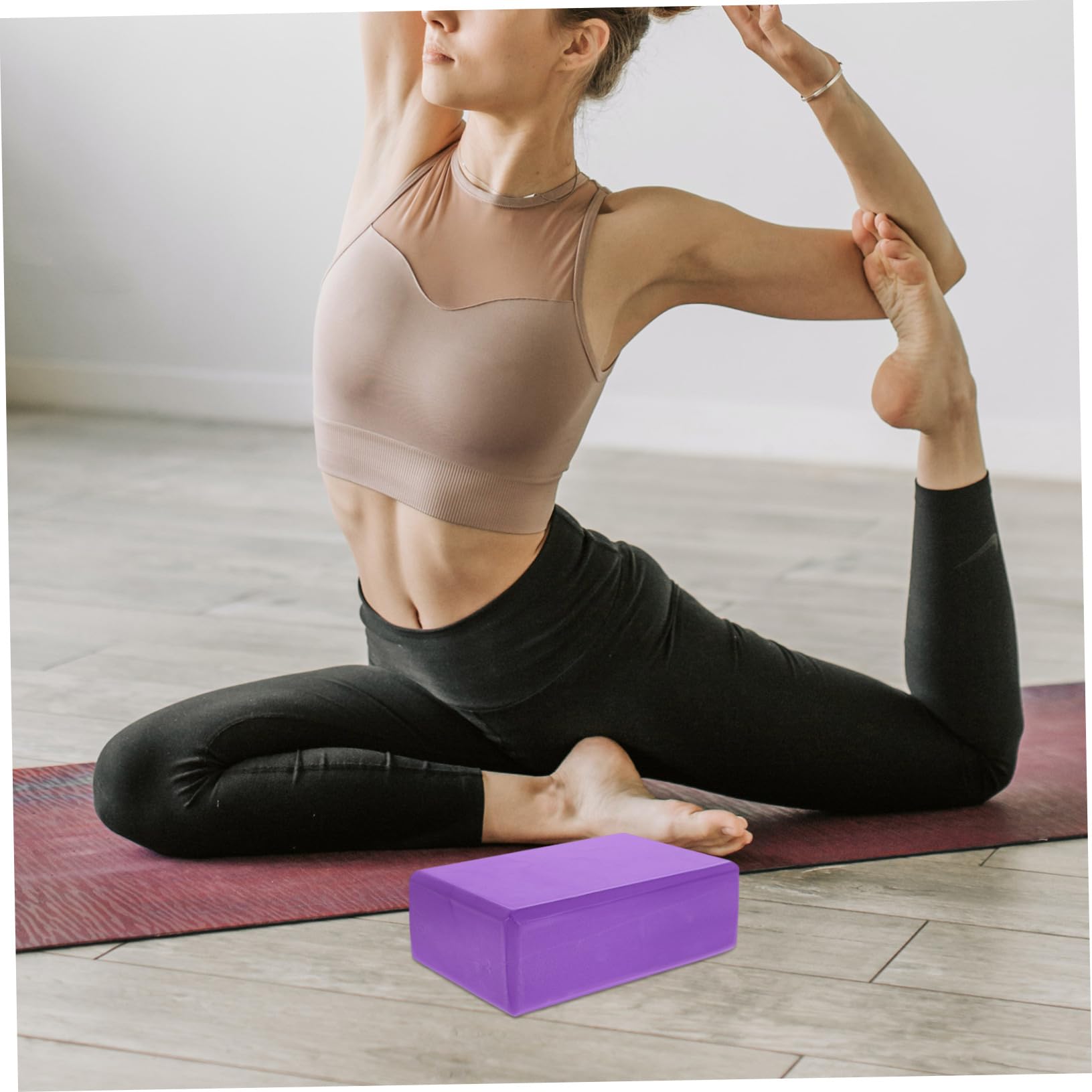 WOONEKY Set 3 Pezzi Blocchi per Yoga in Eva con Cinturino, Impugnatura Confortevole e Stabilità Migliorata, per Yoga, Pilates e Sessioni di Stretching