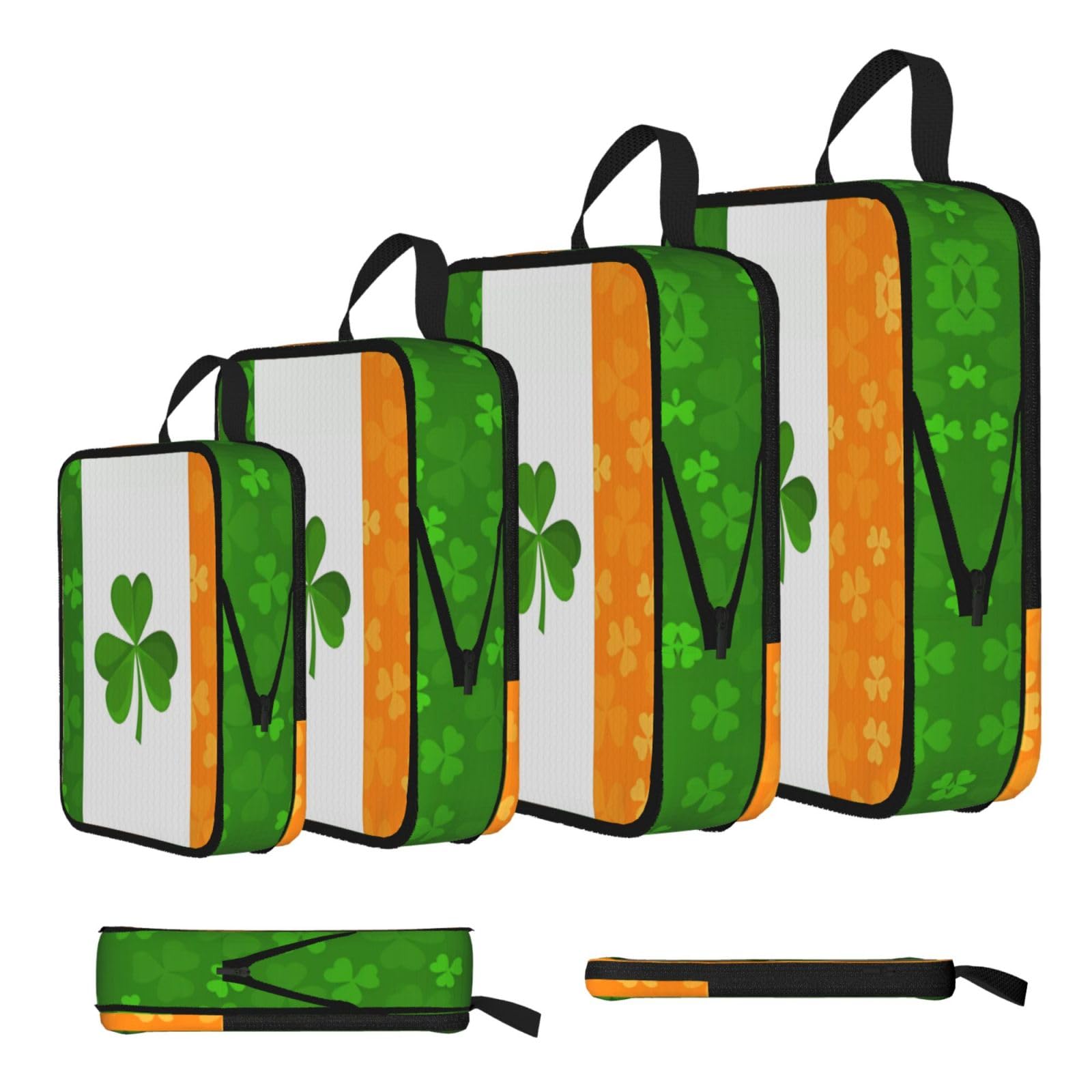 Sxzvvbn Black Irish Flag Compression Packing Cubes 4 Piece Set