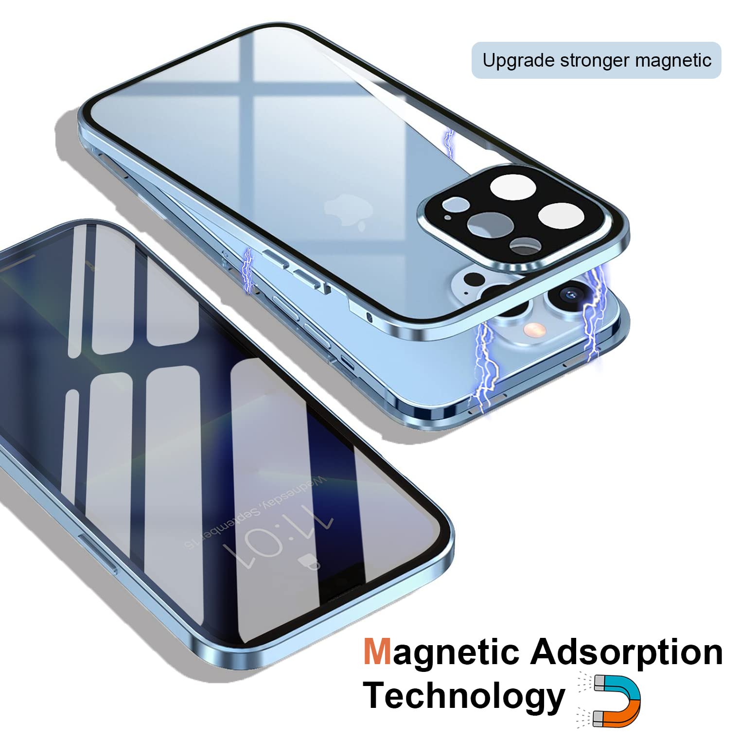 MIMGOAL Case for iPhone 13 Mini Anti-Peep Magnetic Cover,Privacy Tempered Glass Full Cover Built-in Camera Protector,360 Degree Front and Back Protection Metal Bumper Case for iPhone 13 Mini Black - Image 3