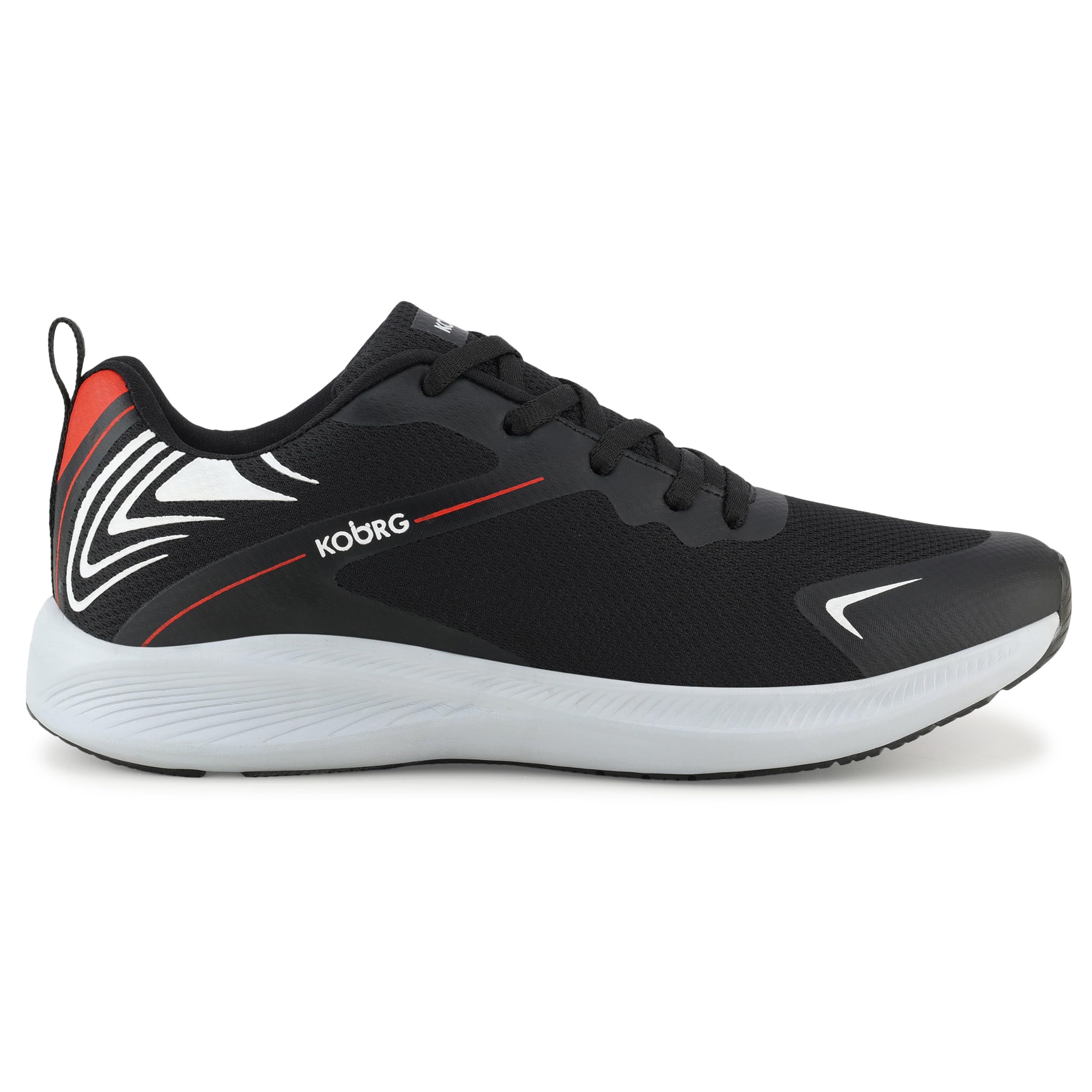 KOBURG Aerolite Sports Shoes for Men | Comfortable Phylon Sole | Stylish Lace-Up Sports Black White 2
