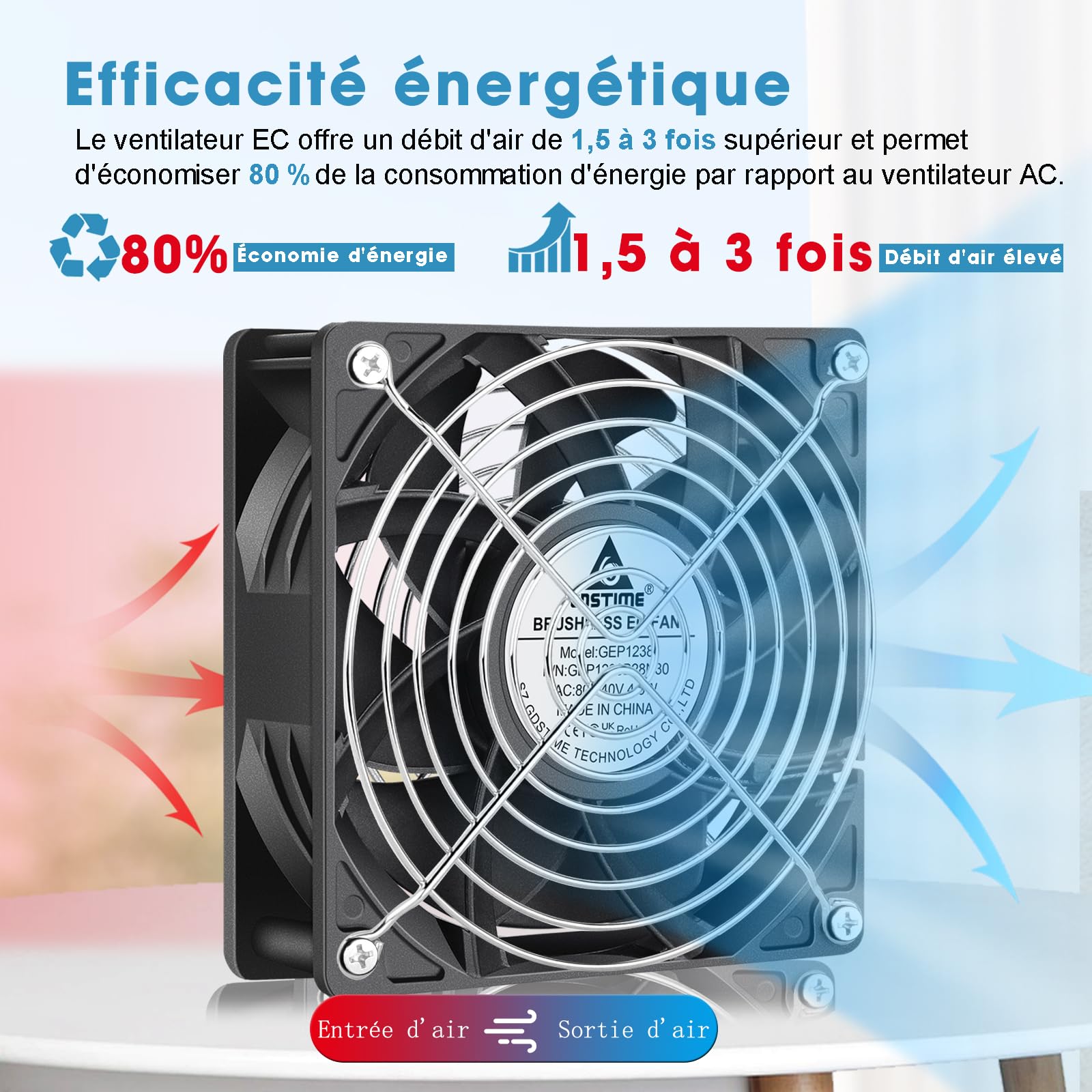 GDSTIME EC AC 120 mm Ventilador 220 V 120 x 120 x 38 Ventilador PC 230 V Ventilo 120 mm con rodamiento de bolas