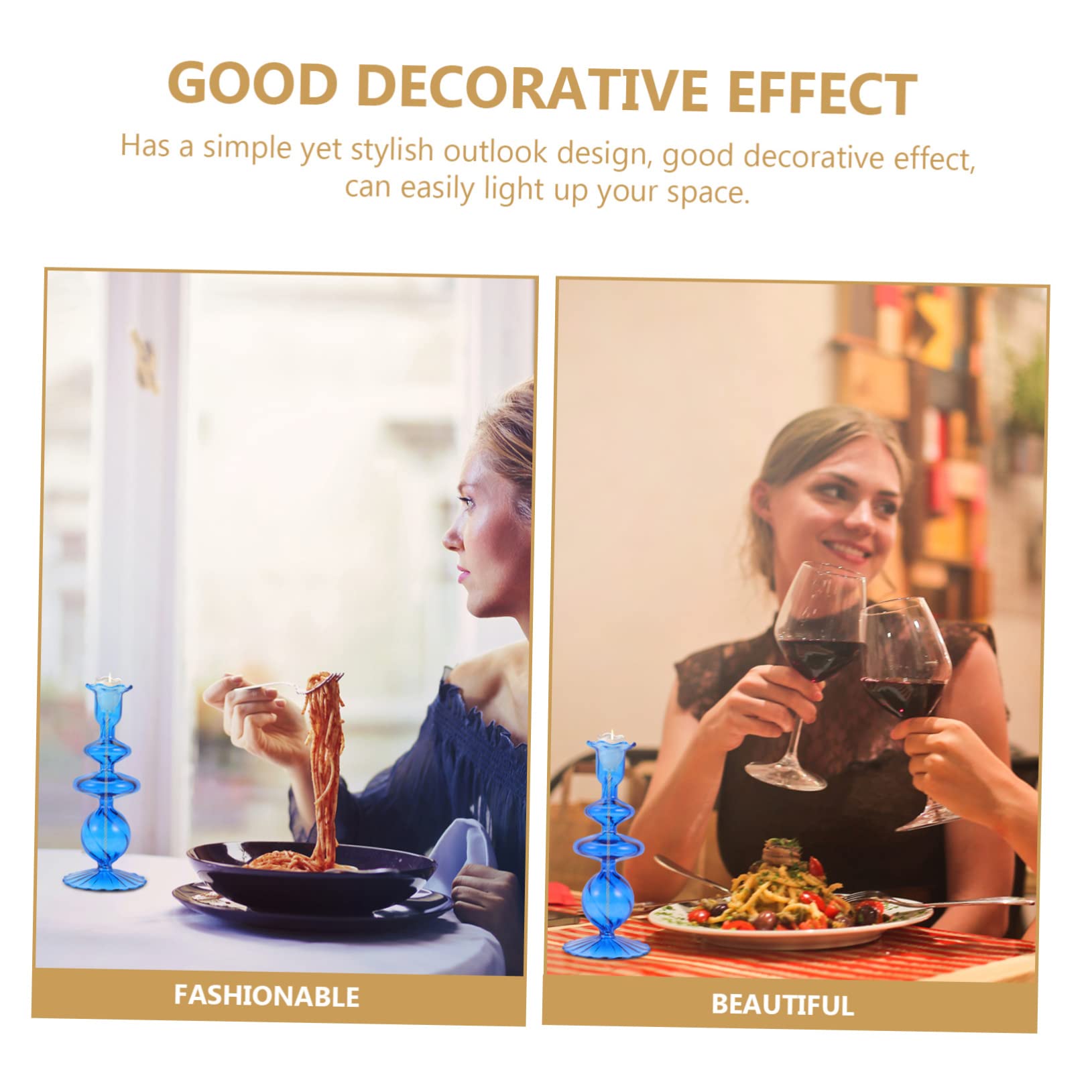 COLLBATH Candlestick Retro Candle Stand Crystal Taper Candle Holder Clear Candle Sticks Hydroponic Blue Flower Vase Norse Decor Desk Stand Home Decorations Vintage Glass Table Dinner Party