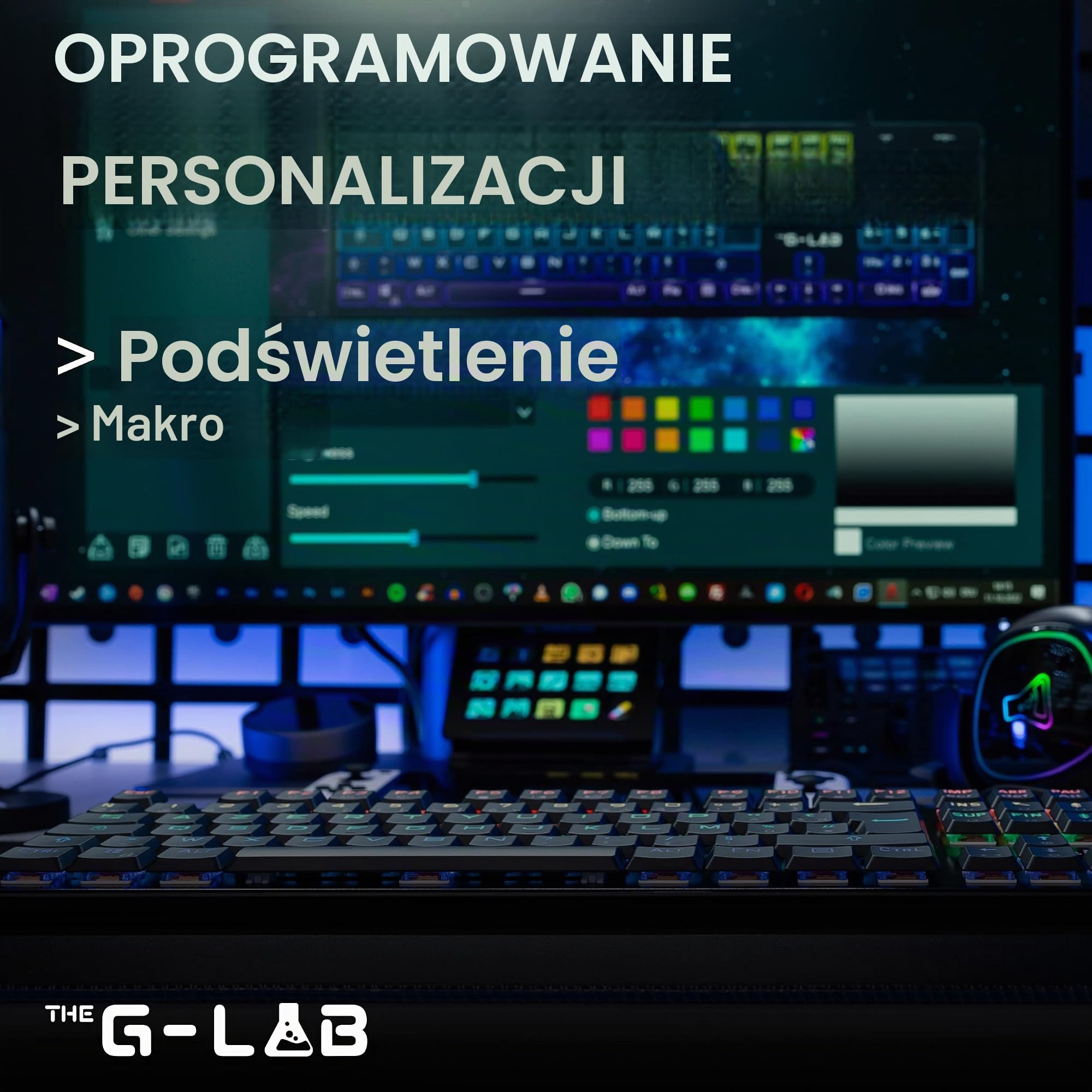 The G-Lab Keyz Platinum Mechaniczna Klawiatura Gamer AZERTY FR Red Switch Low Profile - 100% Klawiatura do gier RGB z możliwością personalizacji, Total Anti-Ghosting - PC/PS4/PS5/Xbox - Nowy 2022, Czarny