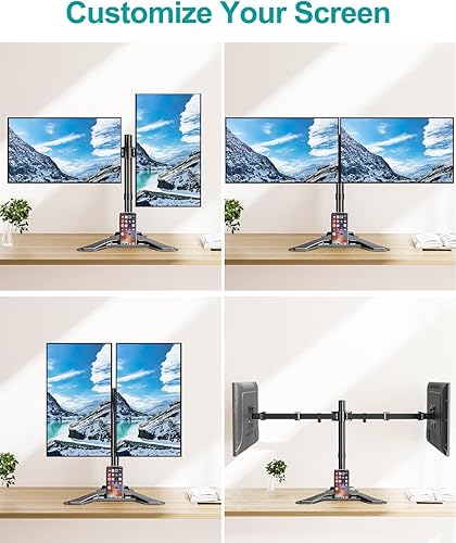 Miniatura 8 de MOUNT PRO Soporte para monitor doble, soporte de escritorio para monitor de movimiento completo, se adapta a 2 pantallas de hasta 27 pulgadas, 17.6